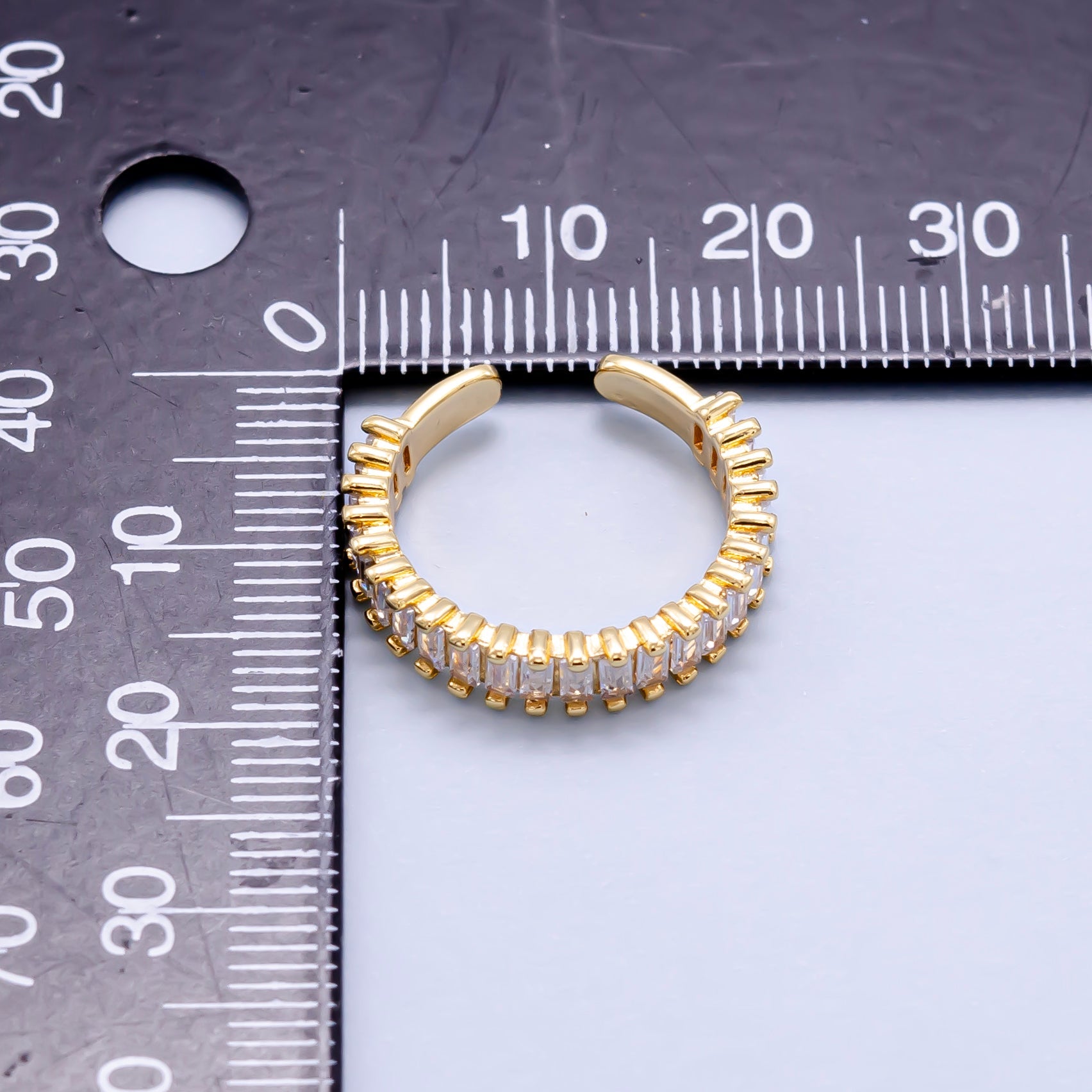 Baguette ring Open ring Gold band Crystal Ring O-976