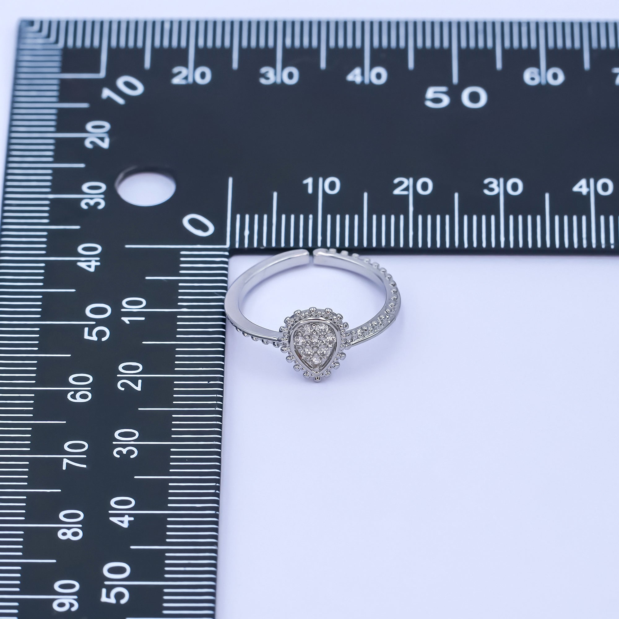 24K Gold Filled Teardrop CZ Micro Paved Dotted Ring in Silver & Gold | O730 O731