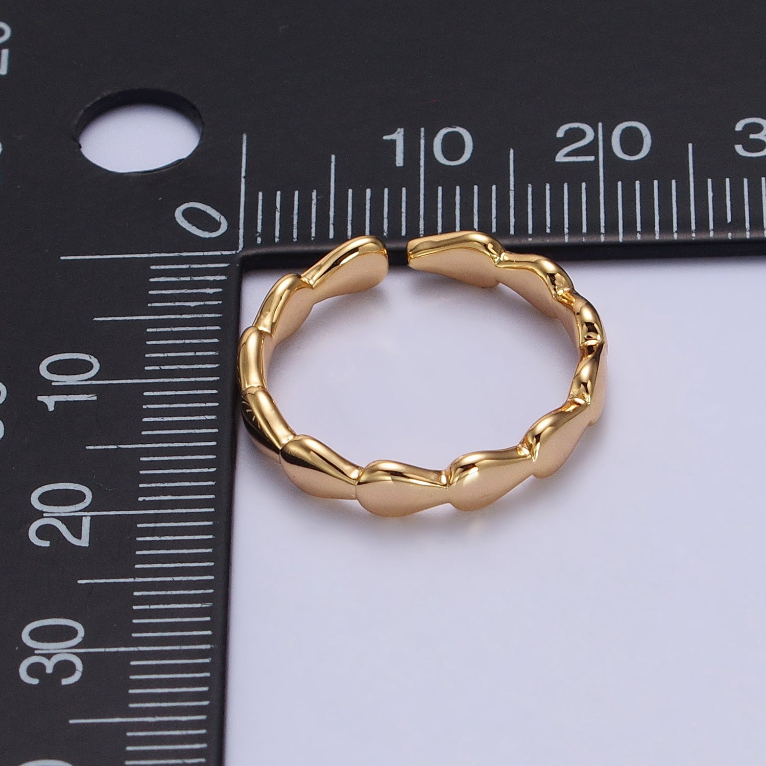 16K Gold Filled Molten Drop Geometric Sideway Minimalist Ring in Gold & Silver | O643 Y594 - DLUXCA