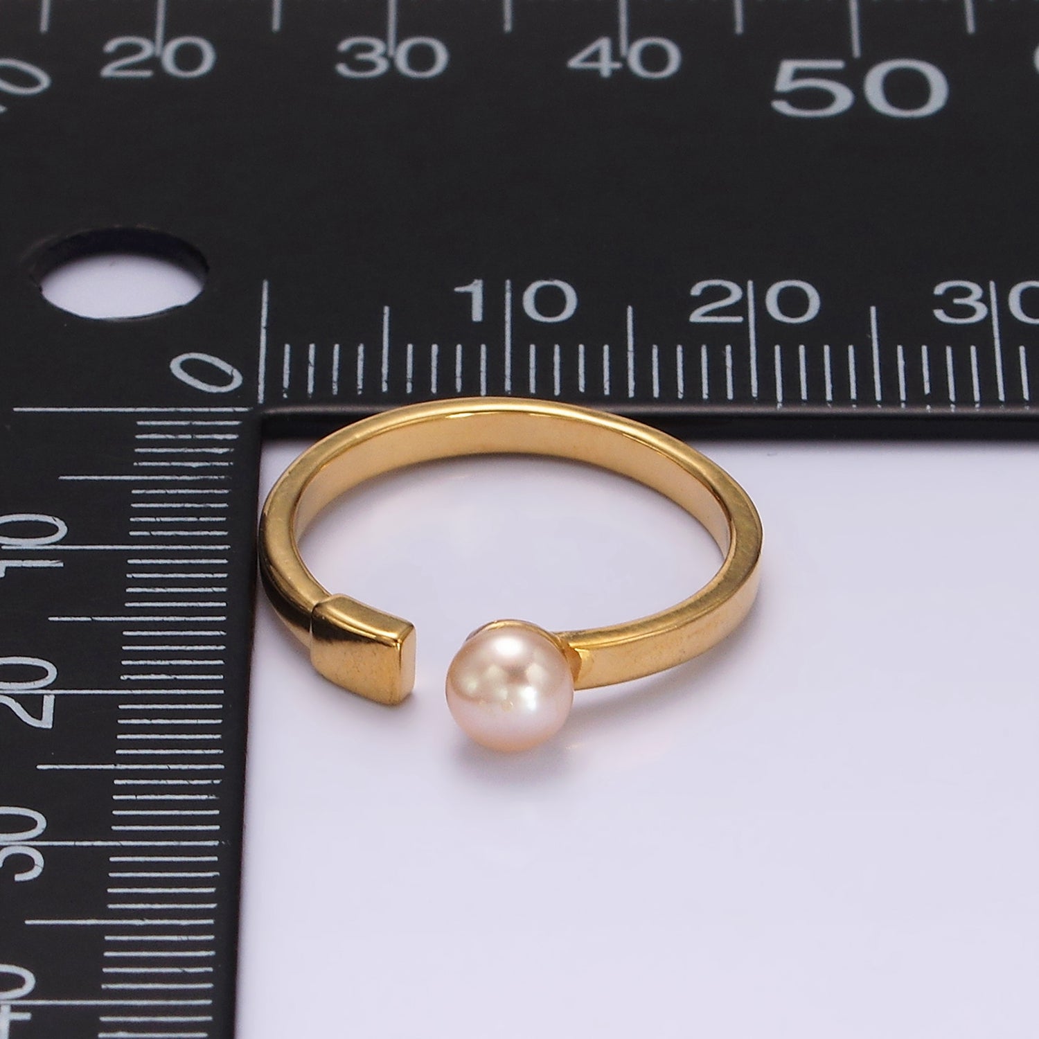 14K Gold Filled White, Pink Pearl Rectangular Open Claw Ring in Gold & Silver | O1880 - O1883 - DLUXCA