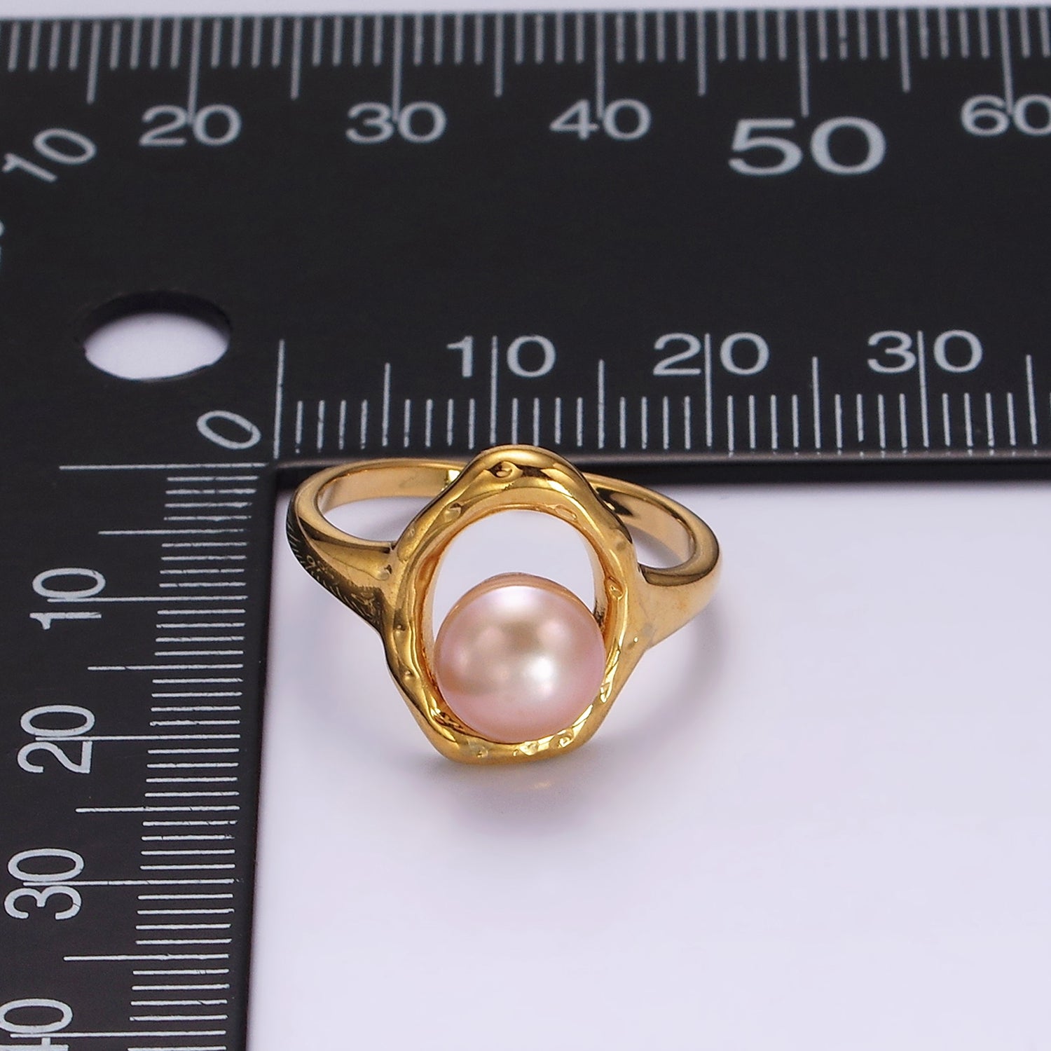 14K Gold Filled White, Pink Pearl Open Oblong Ring in Gold & Silver | O1872 - O1875 - DLUXCA