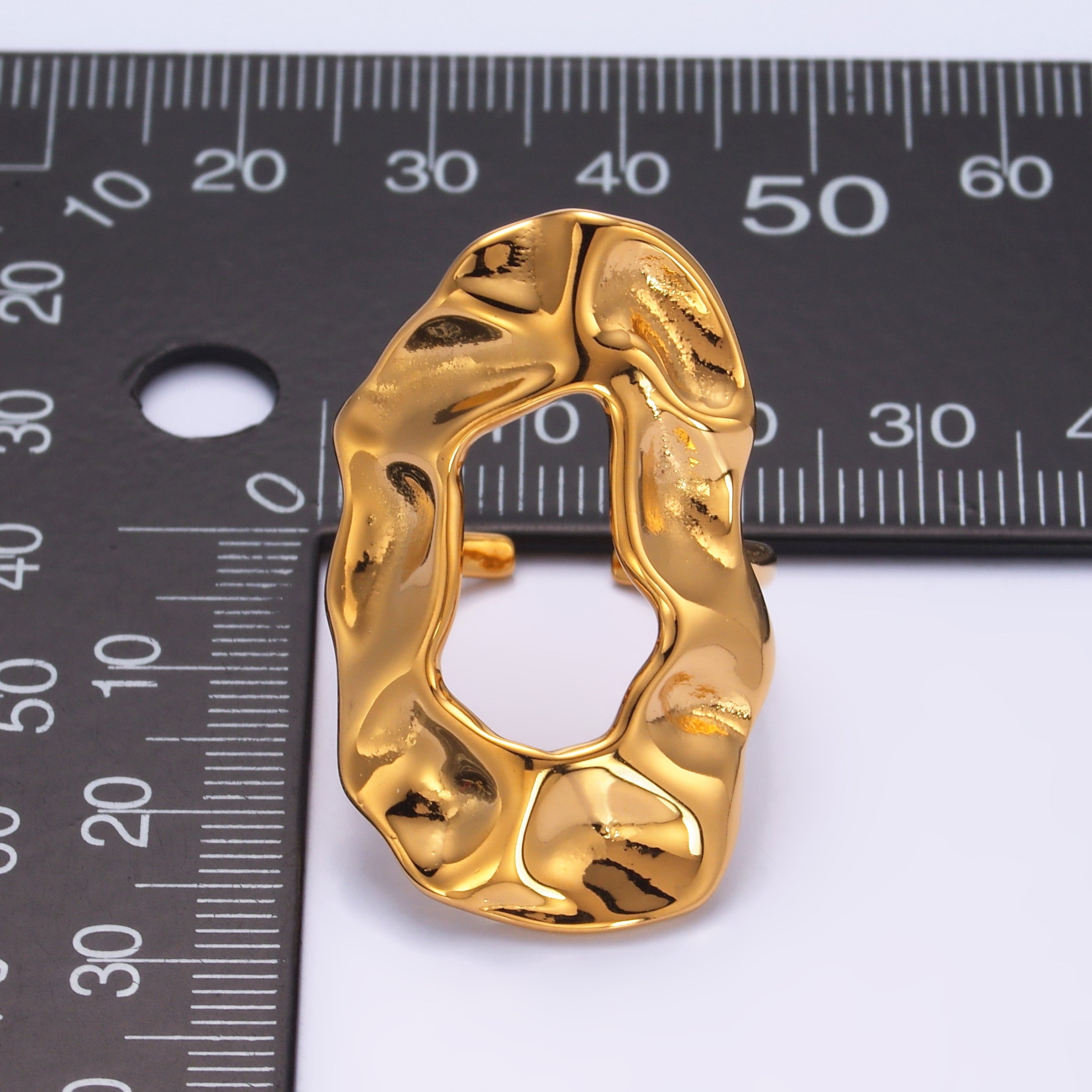 Stainless Steel Hammered Band Oval Oblong Band Ring | O574