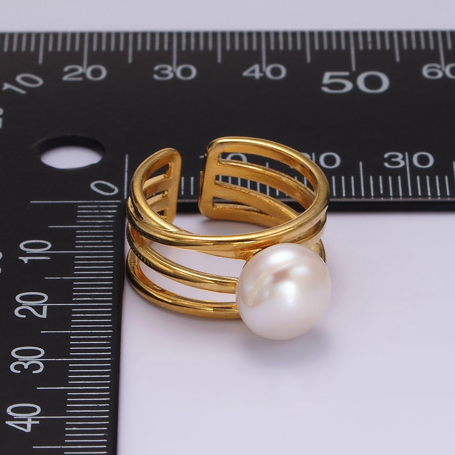 14K Gold Filled White, Pink Pearl Multiple Band Ring in Gold & Silver | O1156 - O1159 - DLUXCA