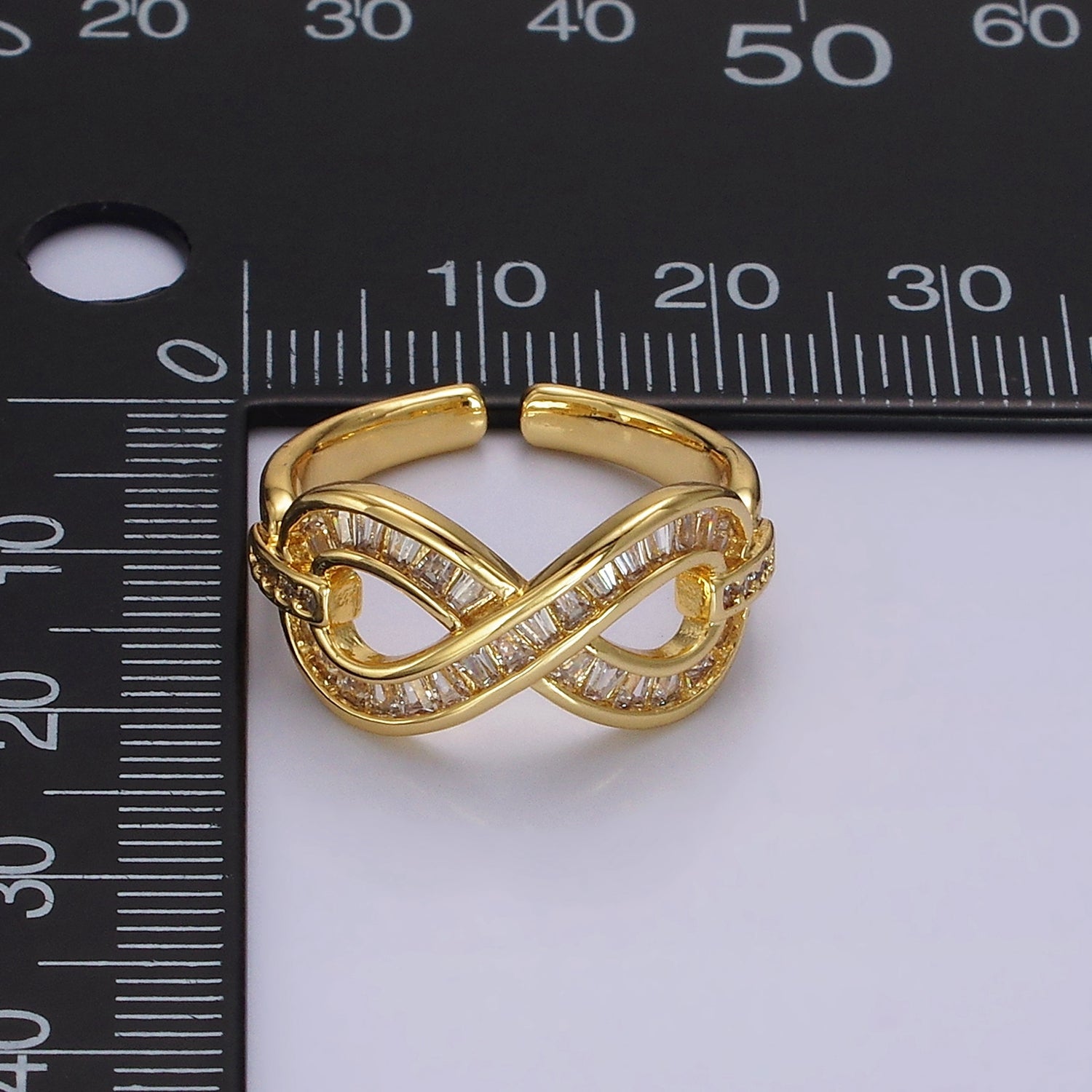 14K Gold Filled Infinity Micro Paved Baguette CZ Ring | O1166 - DLUXCA