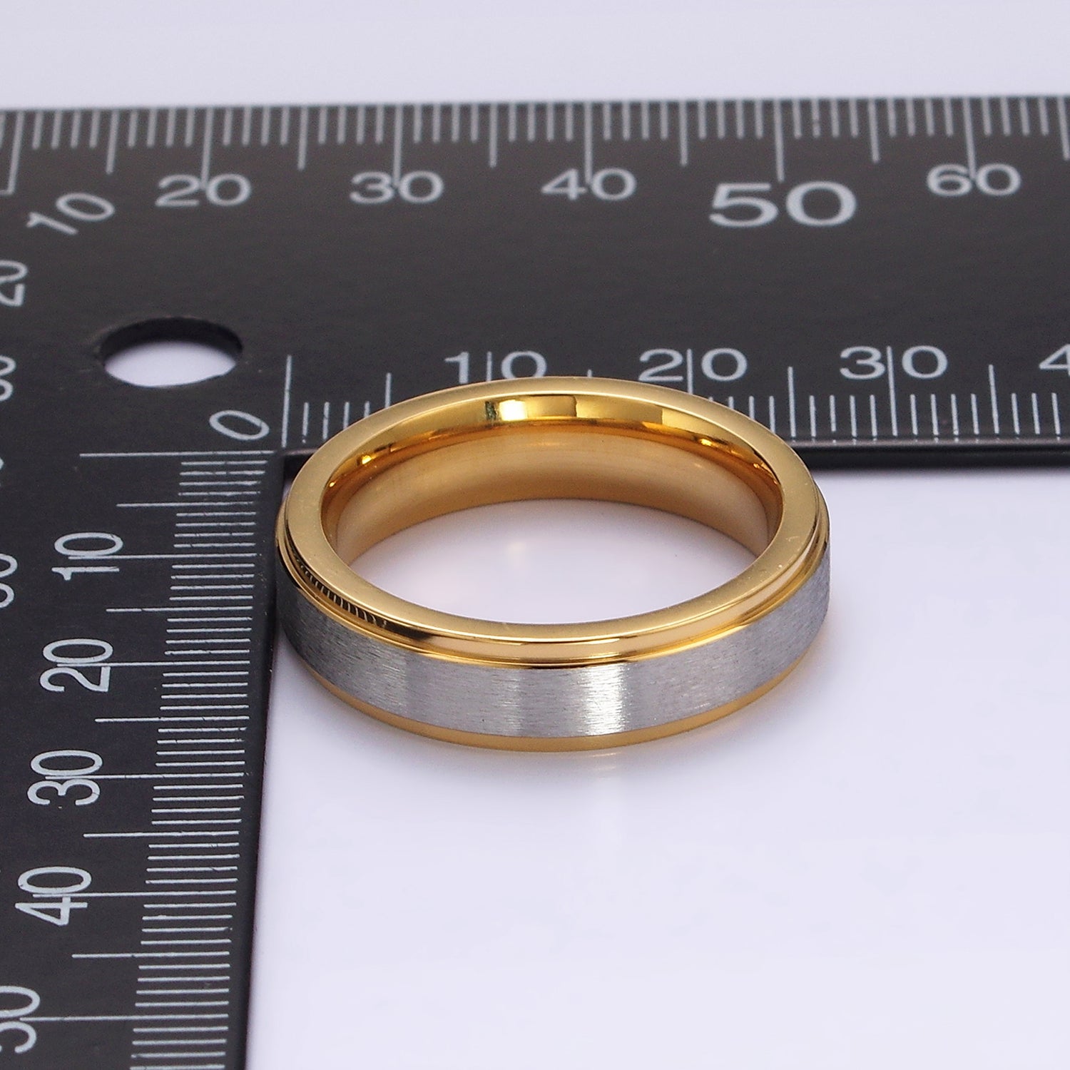 Stainless Steel Silver Band Gold Minimalist Mixed Metal Ring | O1201 - O1203