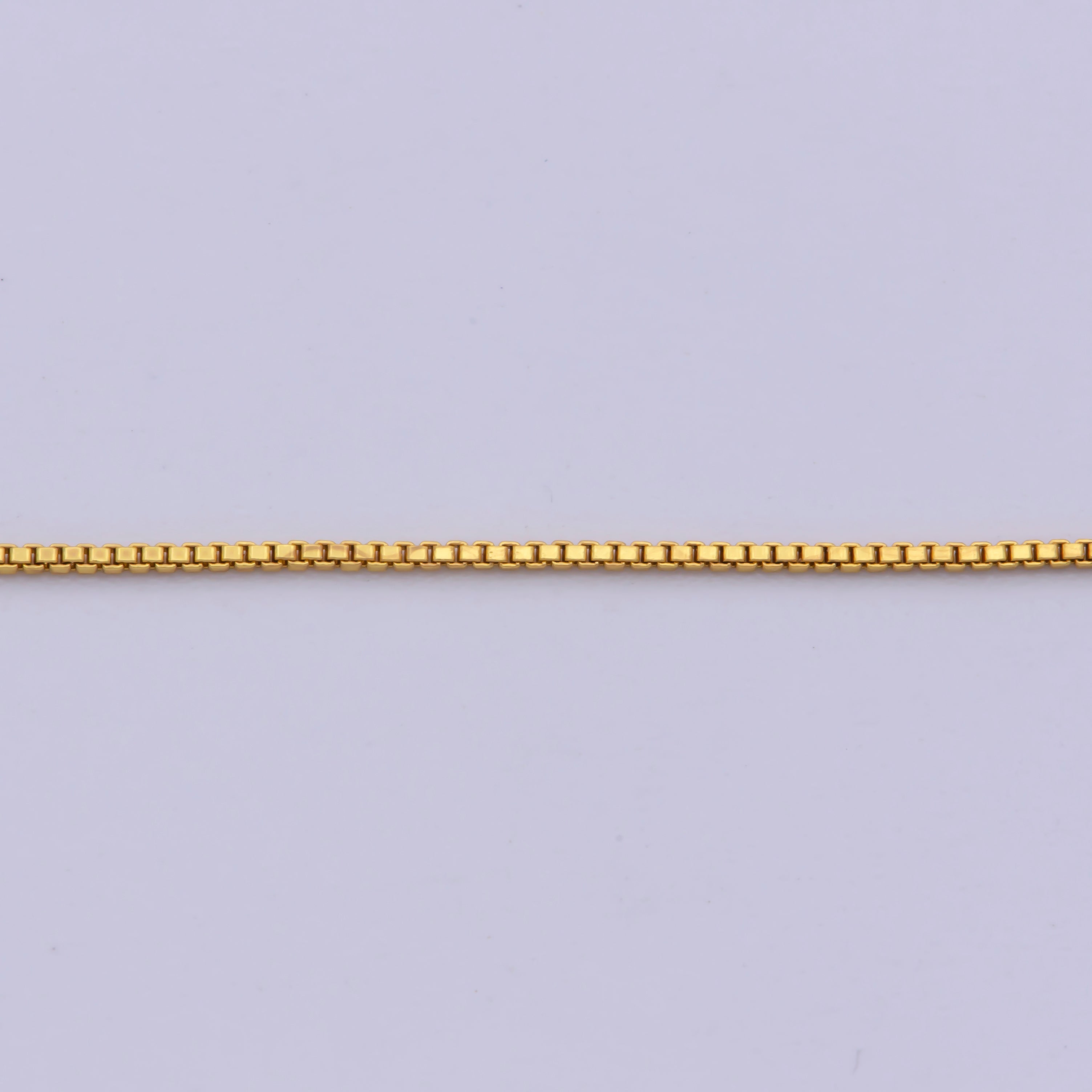 24K Gold Filled Box Chain Necklace, 18 Inch Box Chain Necklace, Dainty 0.6mm Box Necklace w/ Lobster Clasp | CN-1242 - DLUXCA