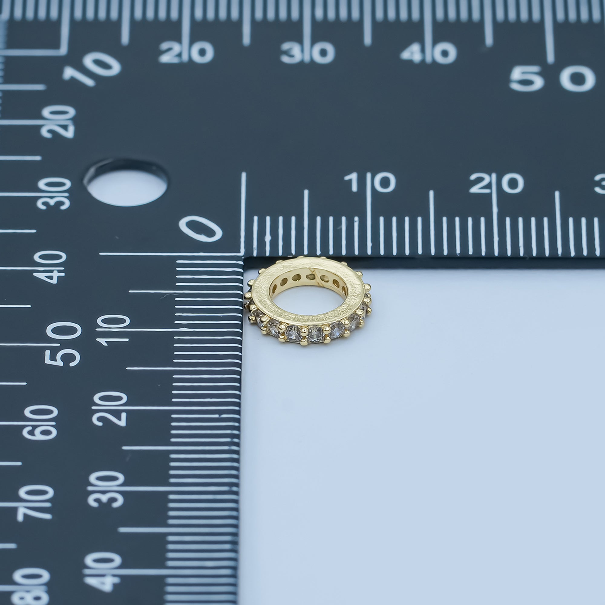 24K Gold Filled 10mm Micro Paved CZ Thin Bead Finding | Z1147