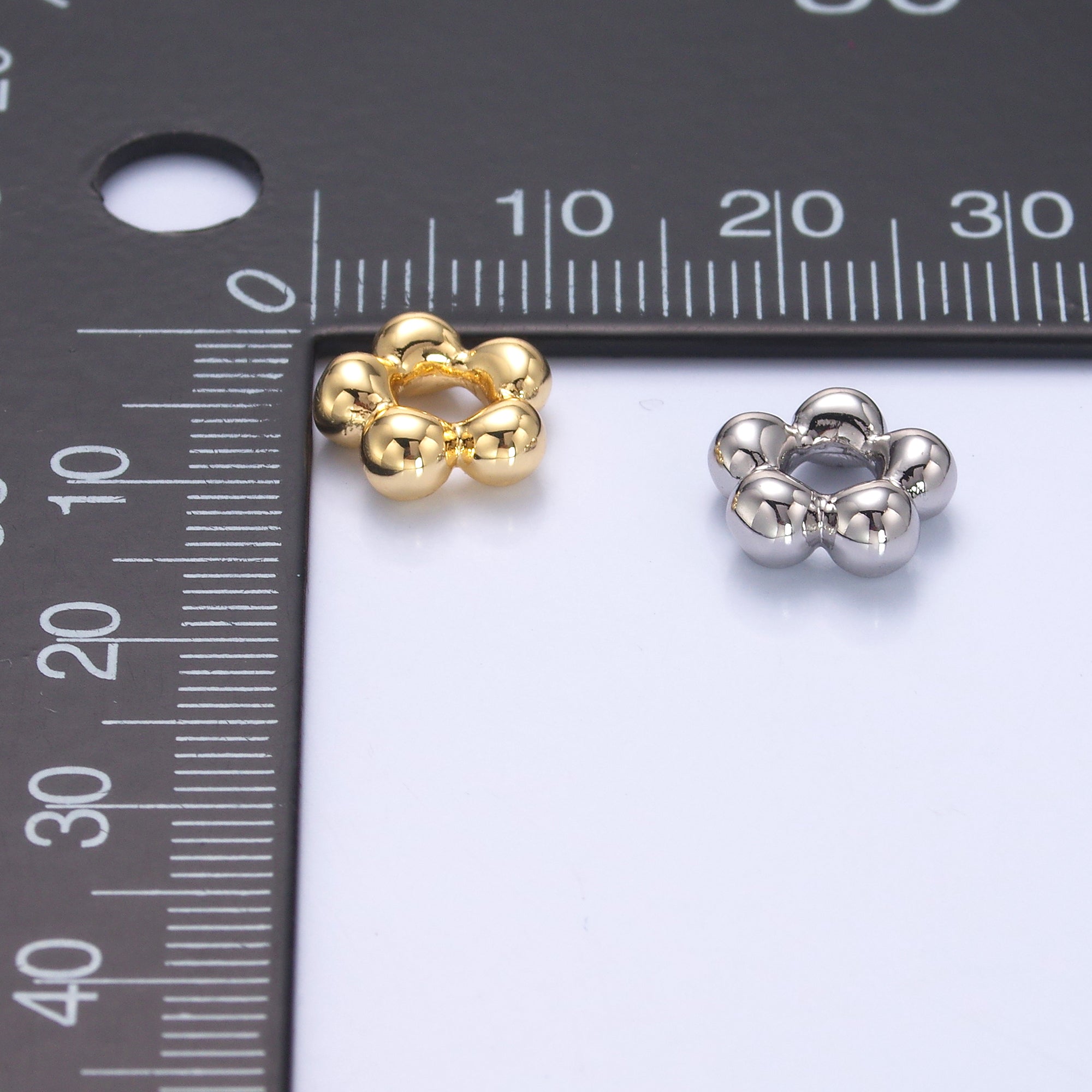 24K Gold Filled Minimalist Round Rhondelle Bead in Gold & Silver | B642