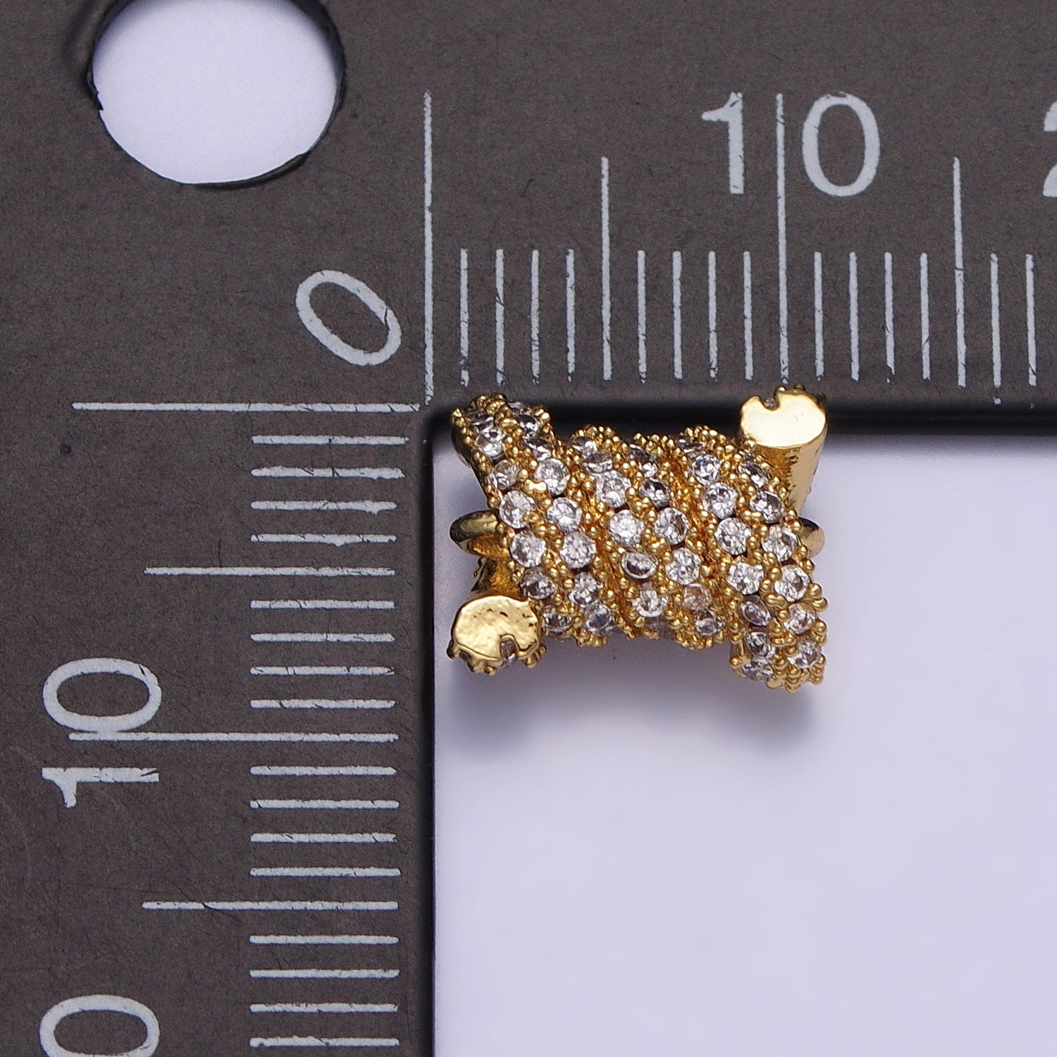 24K Gold Filled Spiral Tube Clear Micro Paved CZ Connector in Gold & Silver | Y-786