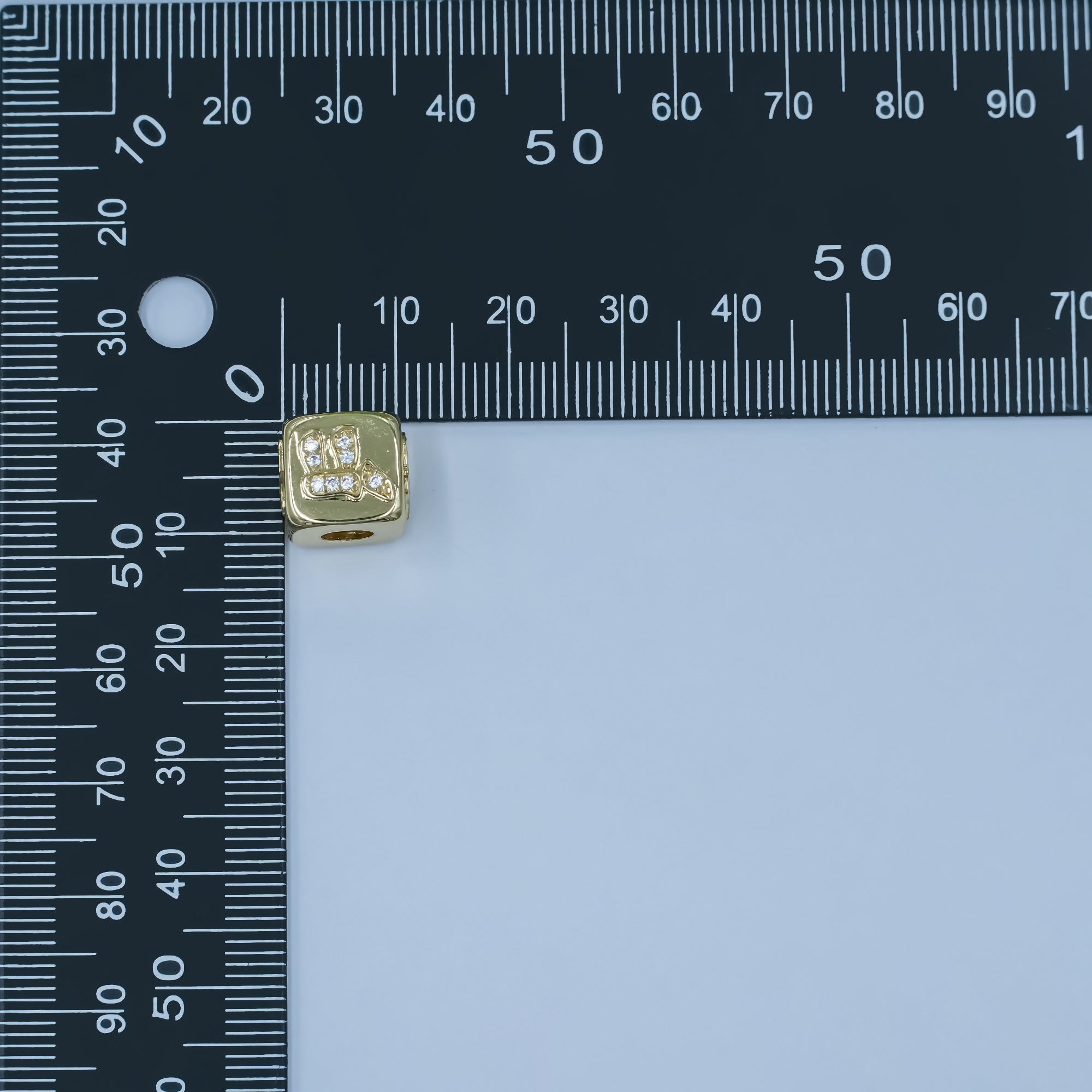 24K Gold Filled "Chai" Hebrew Letter Micro Paved CZ Bead | B239