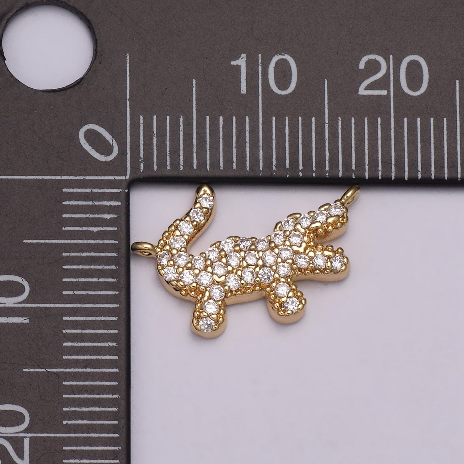 Mini Gold Alligator Charm Connector Tiny 18k Gold Filled Charm, Micro Pave Animal link connector for bracelet necklace Y-396