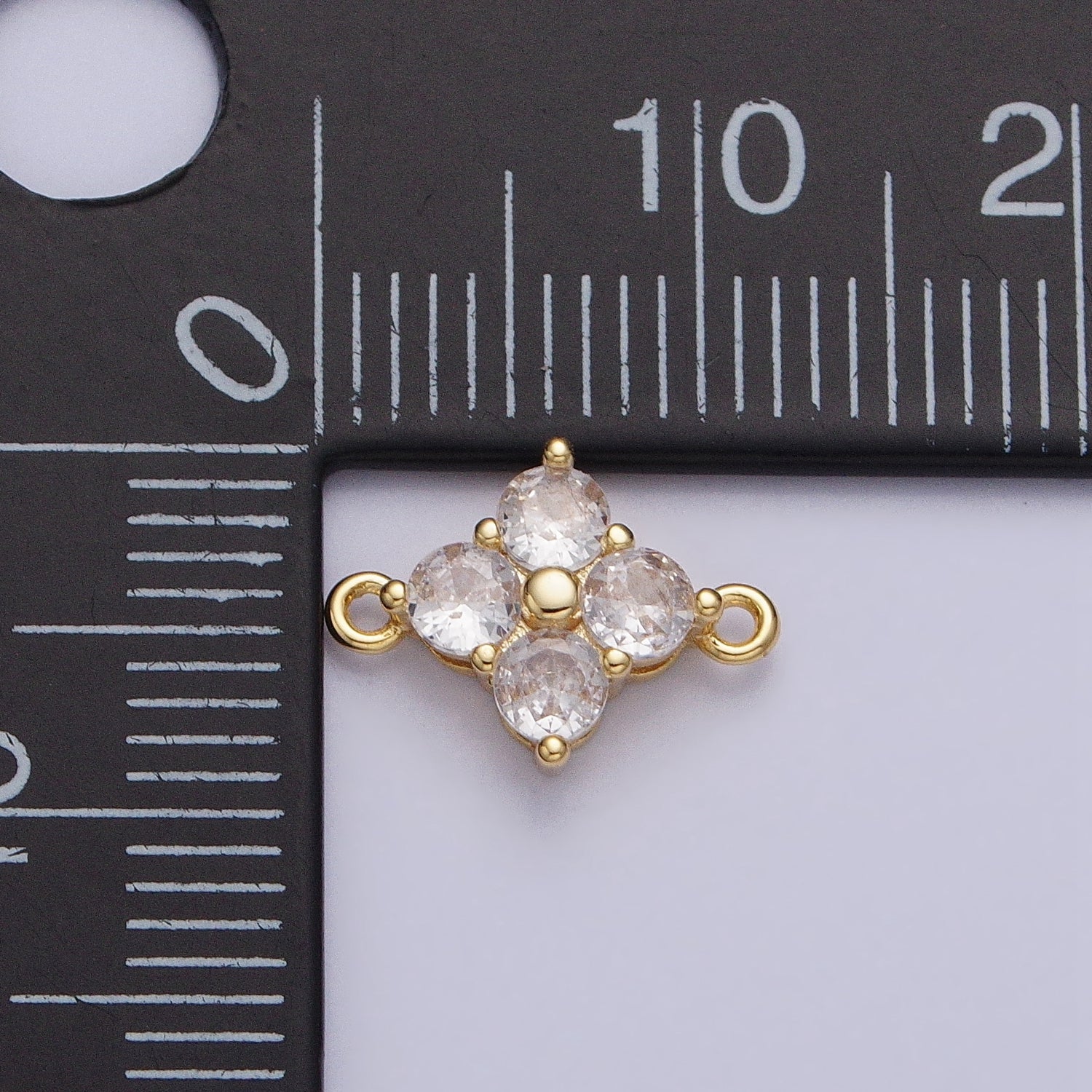 18K Gold Filled Clear Quatrefoil Clover Flower Connector in Gold & Silver | Y-843