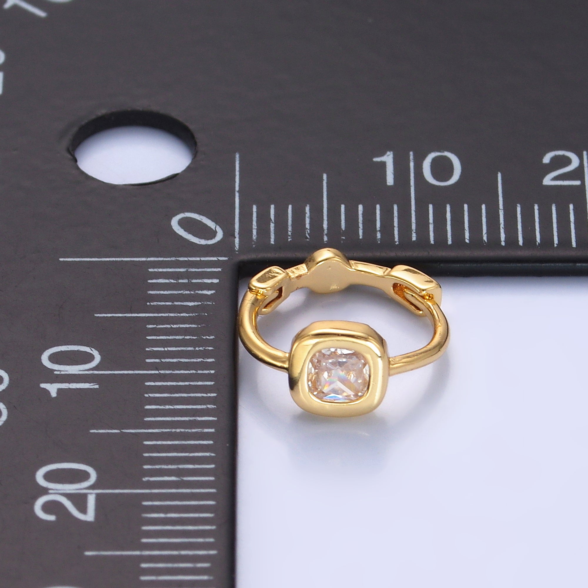 24K Gold Filled Clear CZ Square Huggie Earrings | AB1054