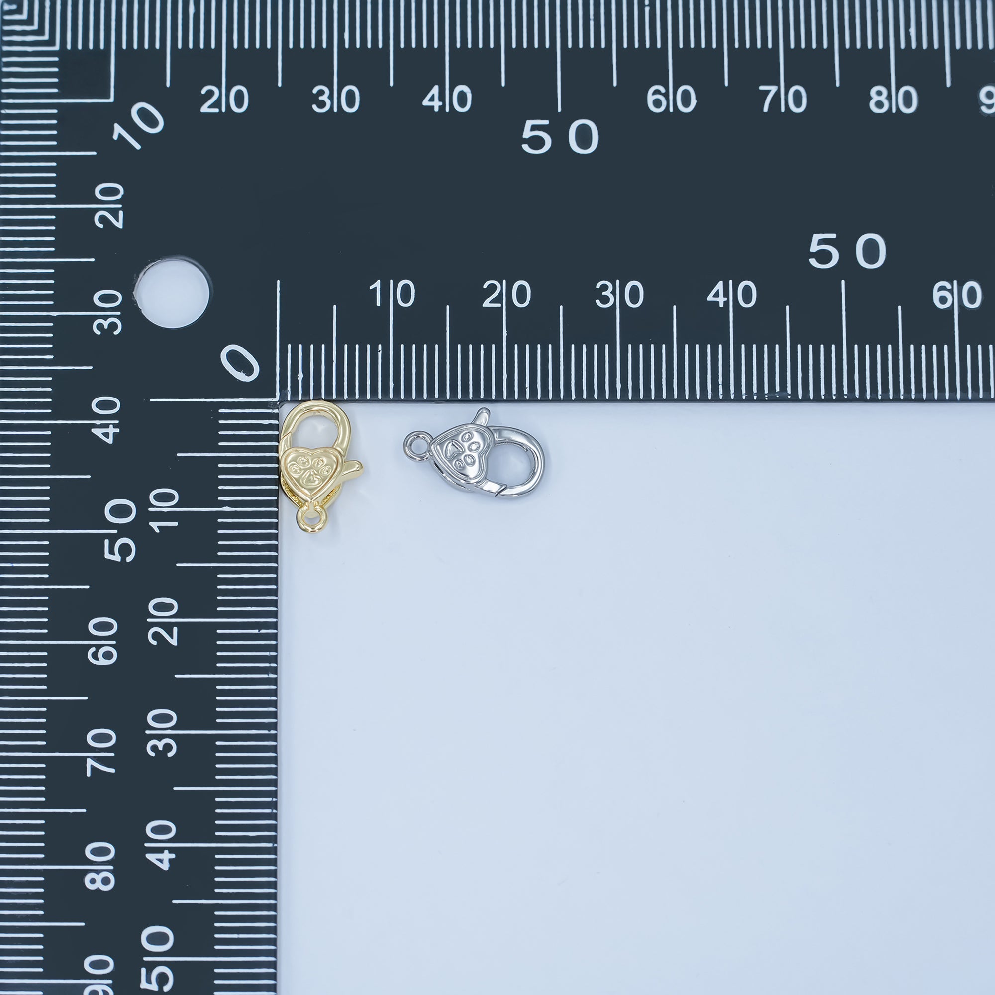 24K Gold Filled Paw Print Heart Lobster Claw Clasp Closure Finding in Gold & Silver | Z1140