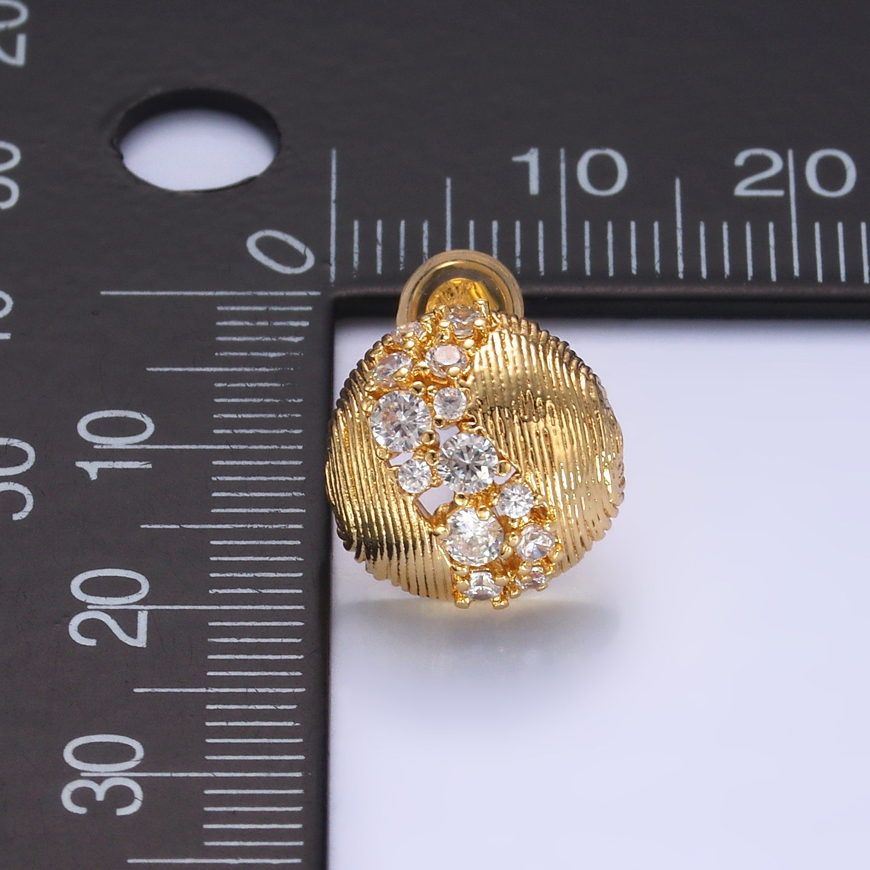 24K Gold Filled CZ Cluster Lined Round Stud Earrings | AB712