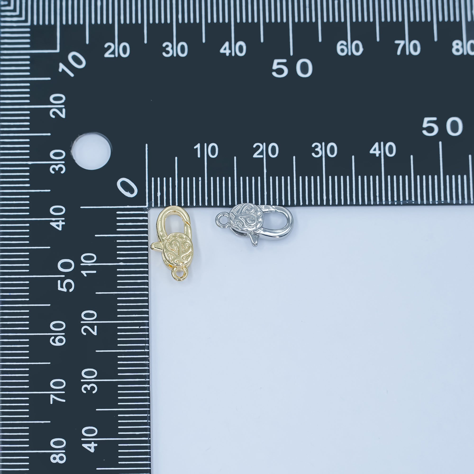 24K Gold Filled 13mm Artisan Engraved Lobster Claw Clasp Closure Finding in Gold & Silver | Z1139