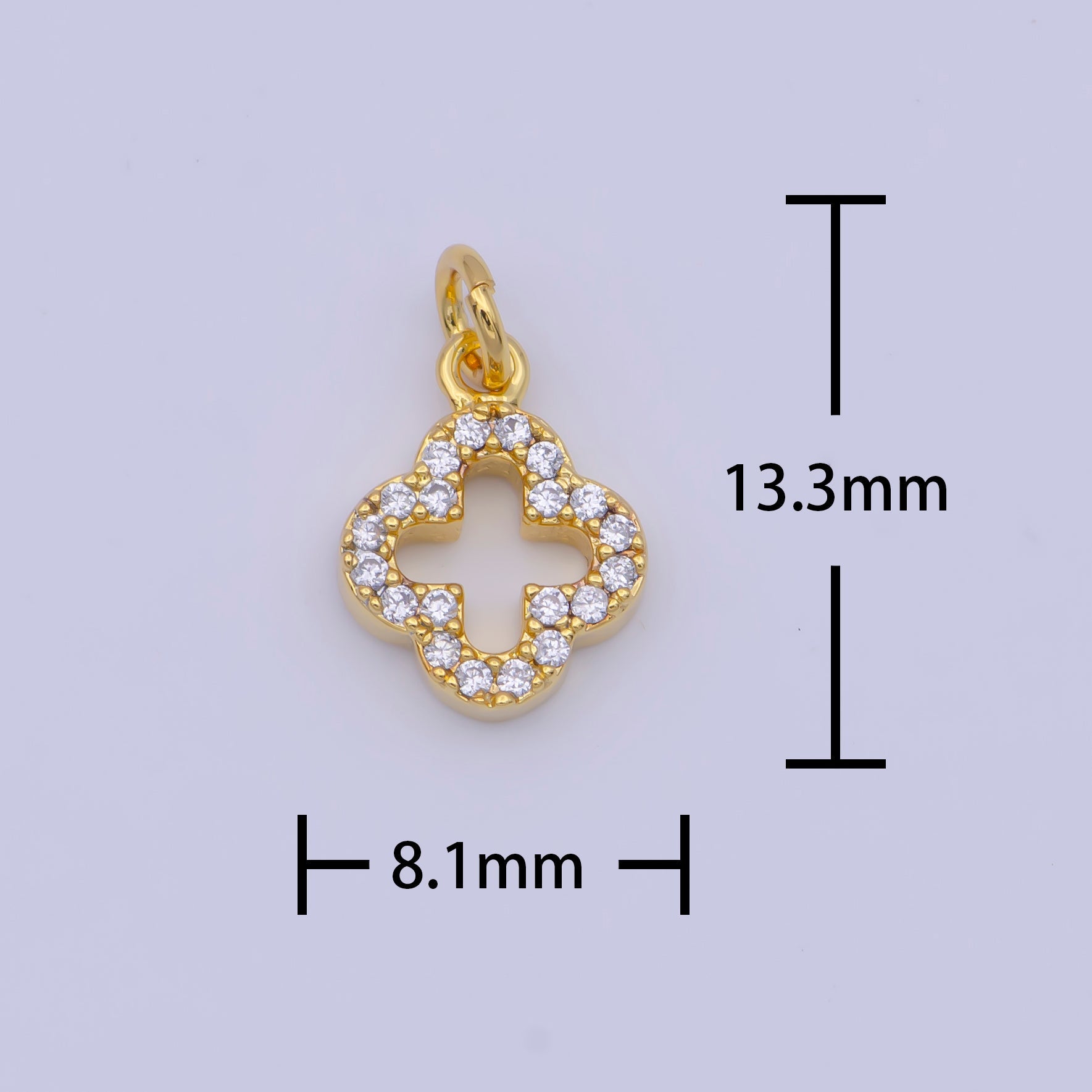 Micro Paved CZ Open Quatrefoil Lucky Clover Charm Findings For Jewelry Making | X717 - DLUXCA