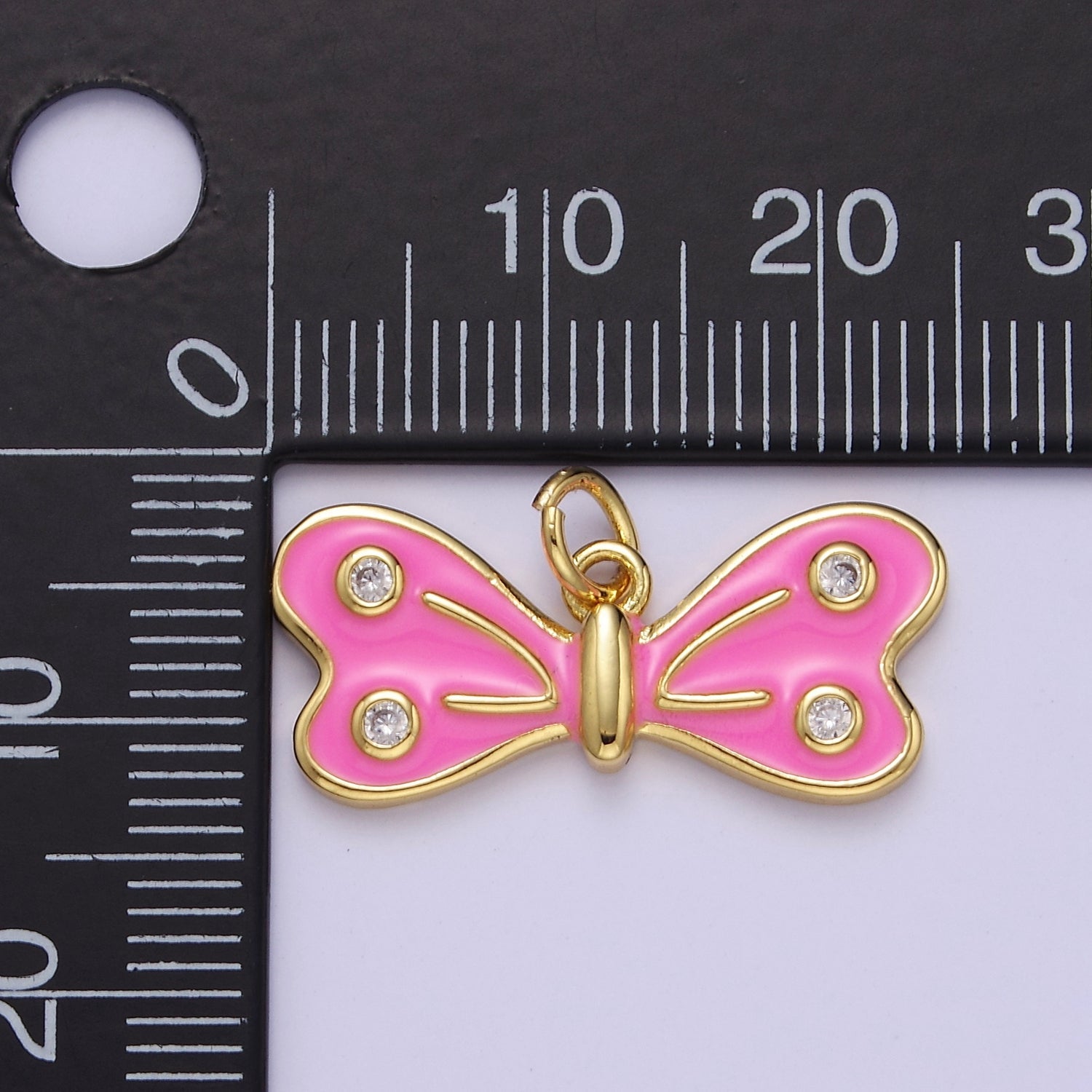 24k Gold Fill Enamel Butterfly Charm, Mini Butterfly Charm, Animal Gold Butterfly E-765 E-766 E-767