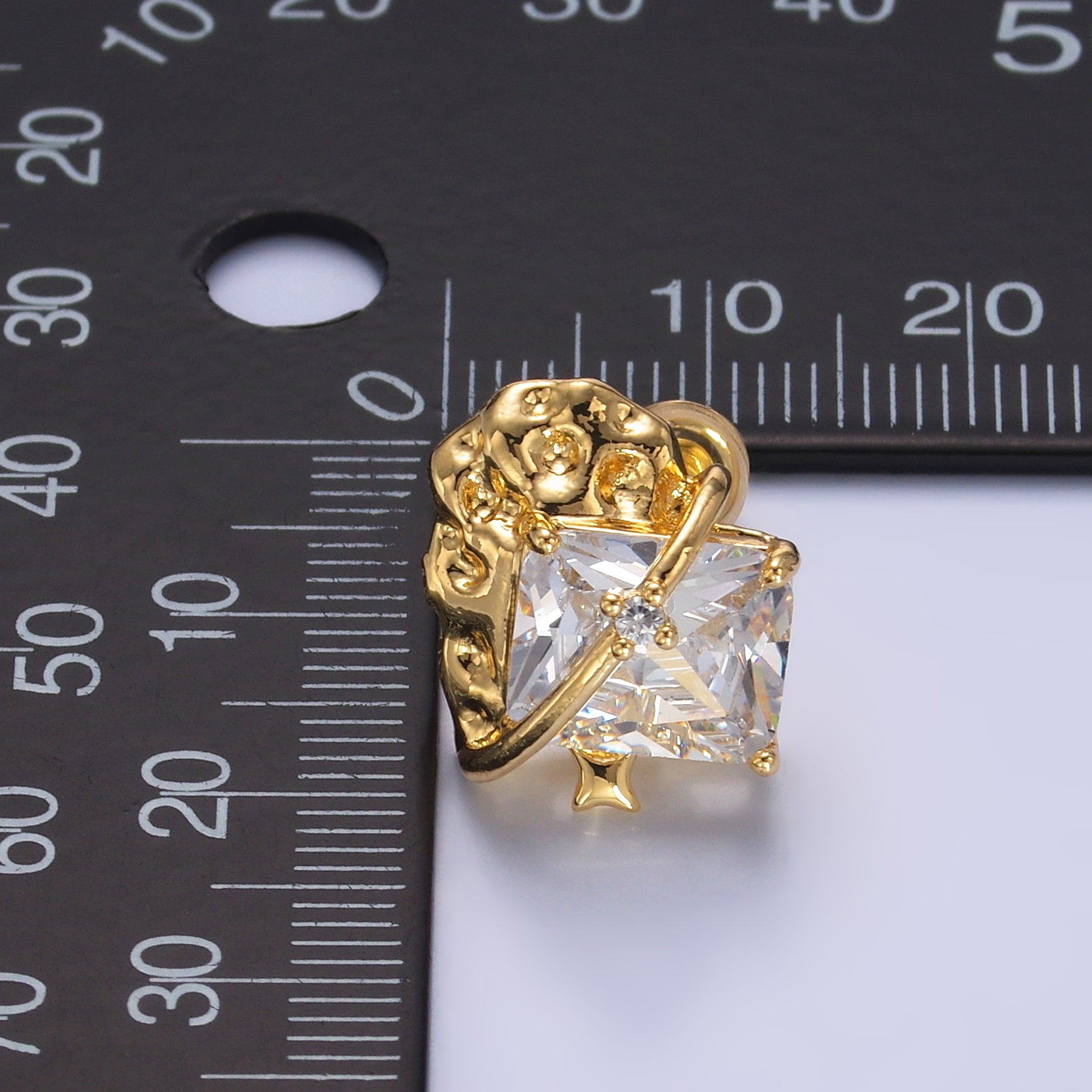 24K Gold Filled CZ Baguette Star Galaxy Celestial Stud Earrings | AB733