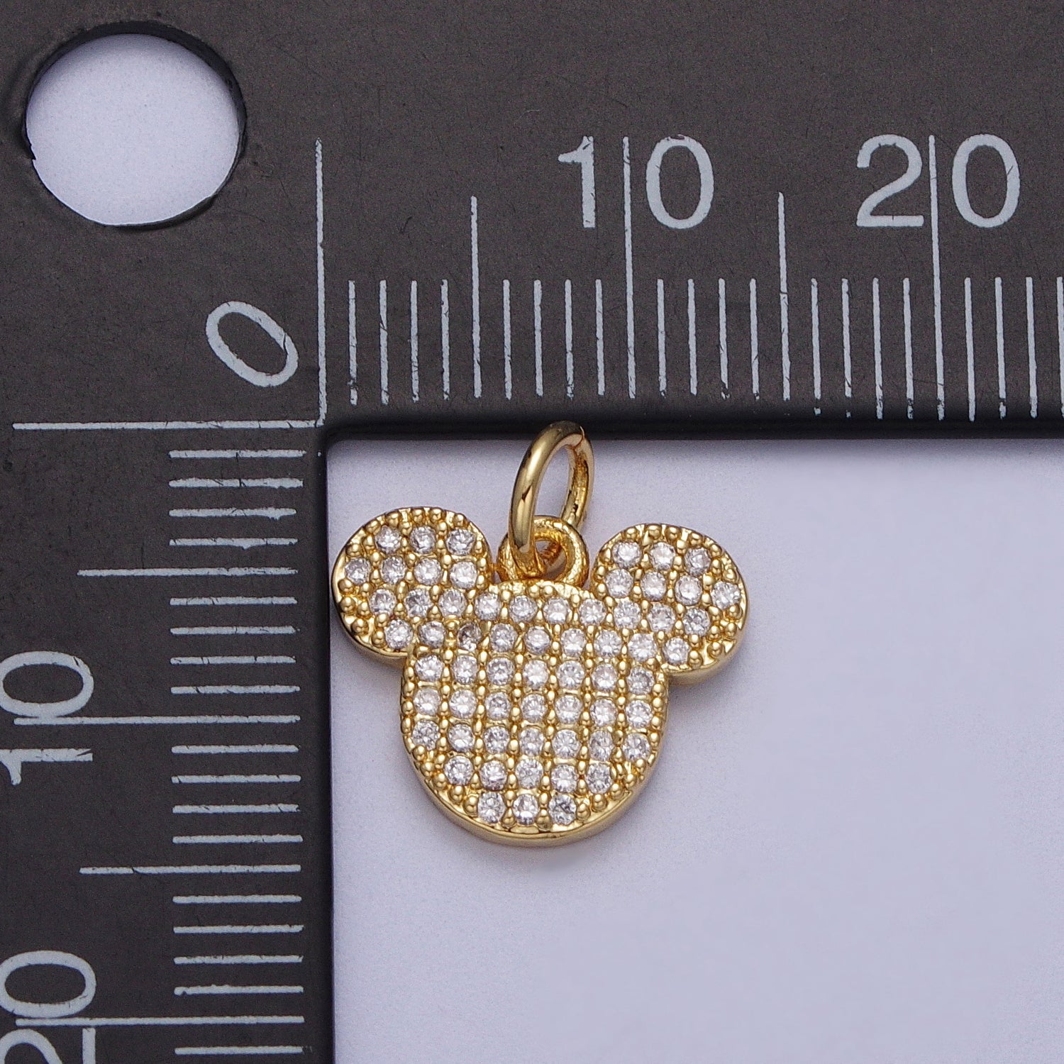 Gold Filled Mouse Animal Clear Micro Paved CZ Kid's Charm | C-726