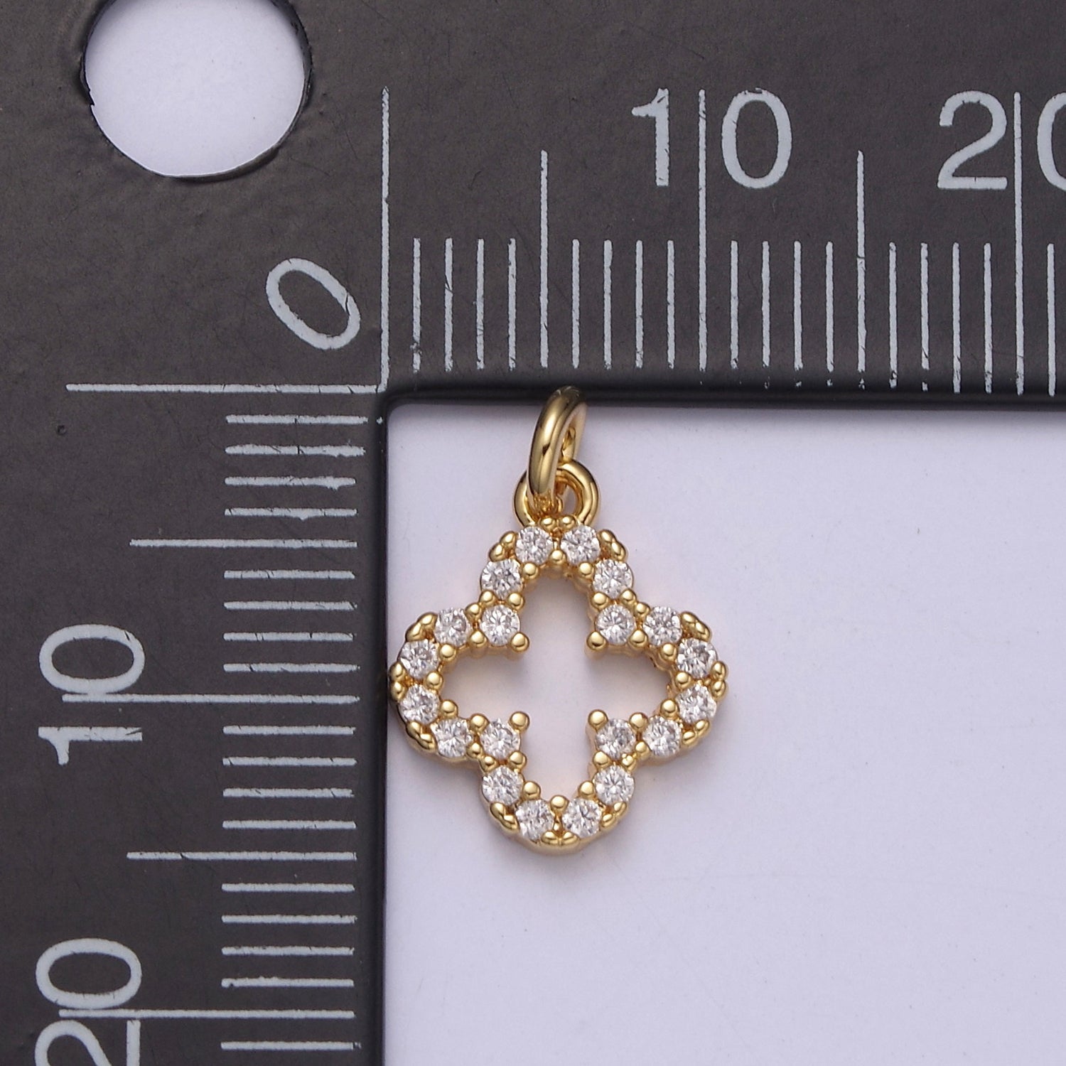 OS Cubic Gold clover charm, clover pendants Lucky gold Pendant 14k Gold Filled Charm E-746 E-745