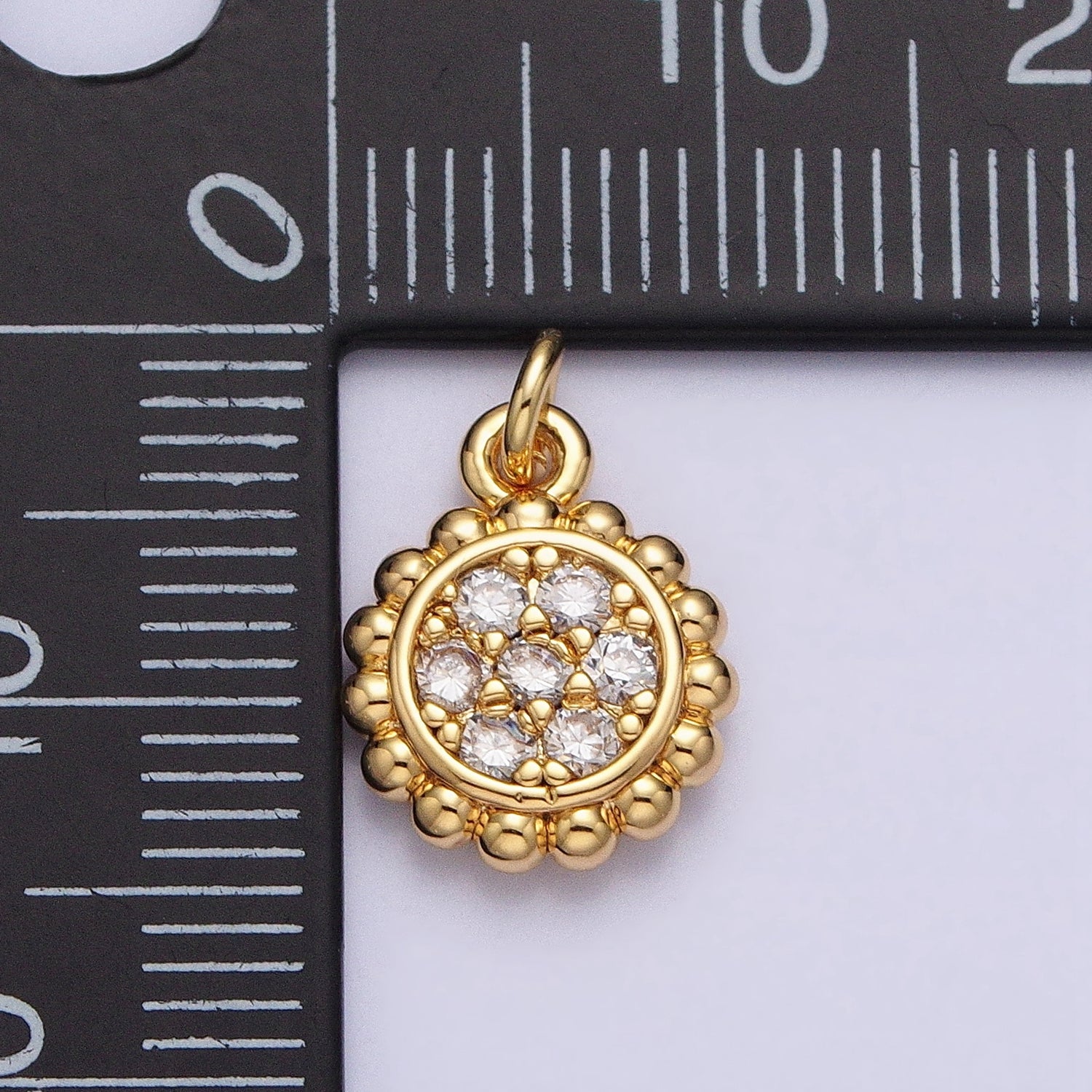 Gold, Silver Beaded Clear Micro Paved Round Add-On Charm | AC605 AC626
