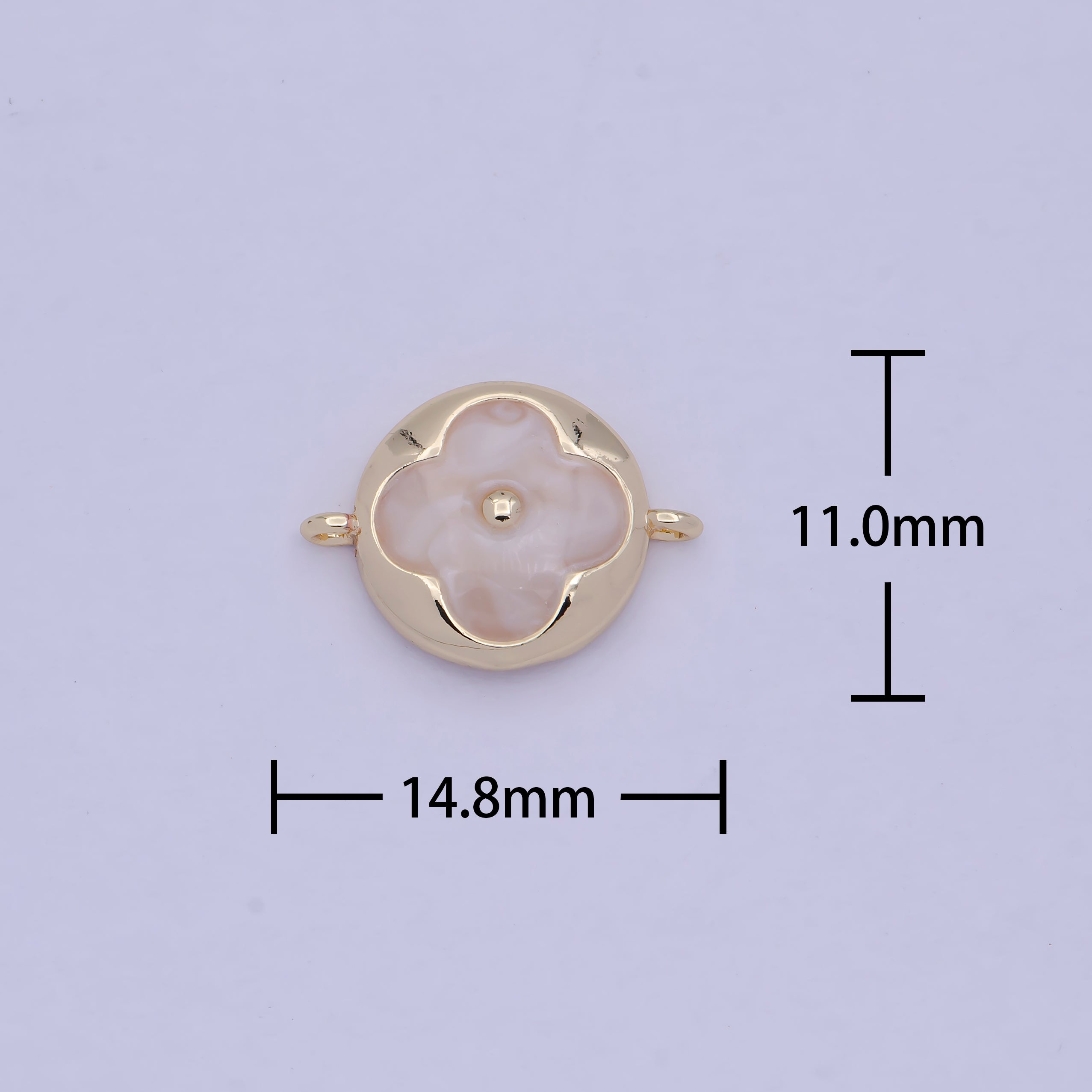 White Pearl Clover Charm Connector for Link Bracelet Component W-535 - DLUXCA