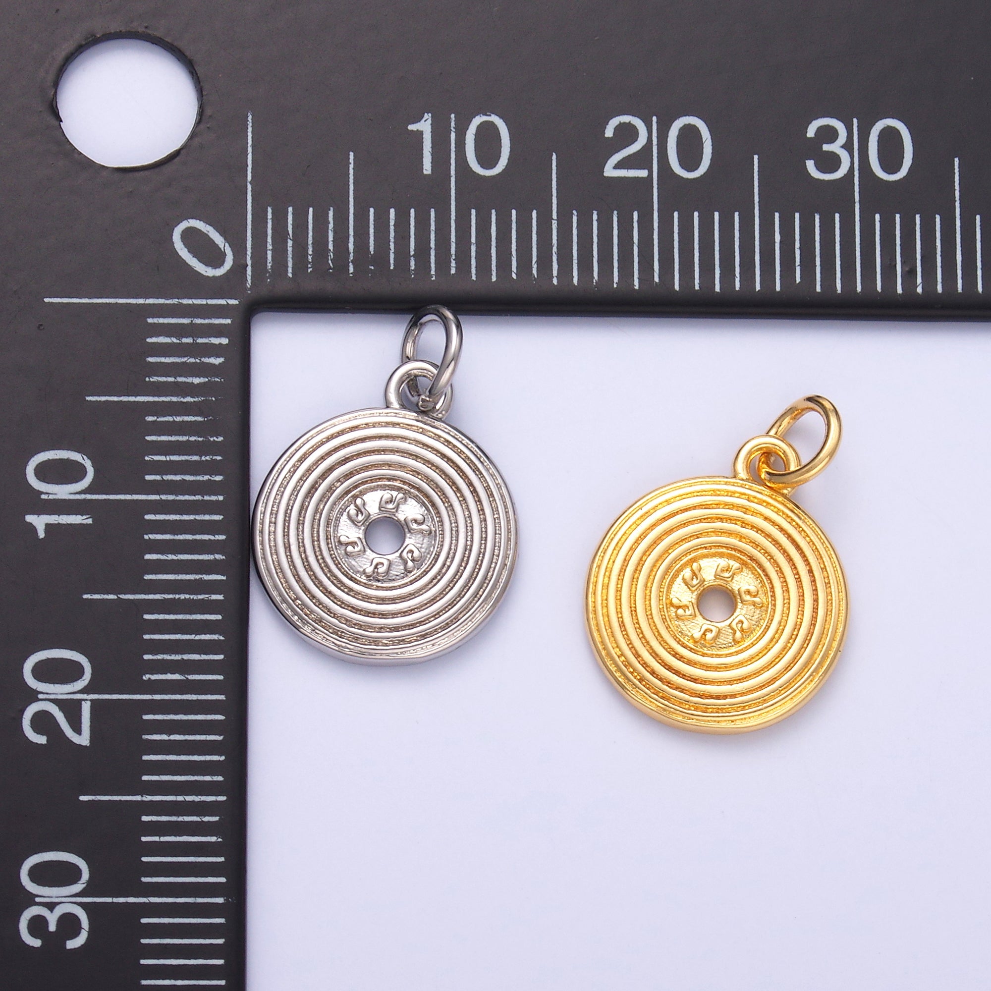 24K Gold Filled Music Vinyl Record Album Charm in Gold & Silver | N055