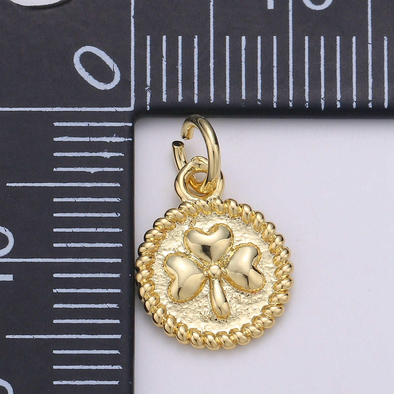 OS 24K Gold Filled Three Leaf Clover Charm E-068