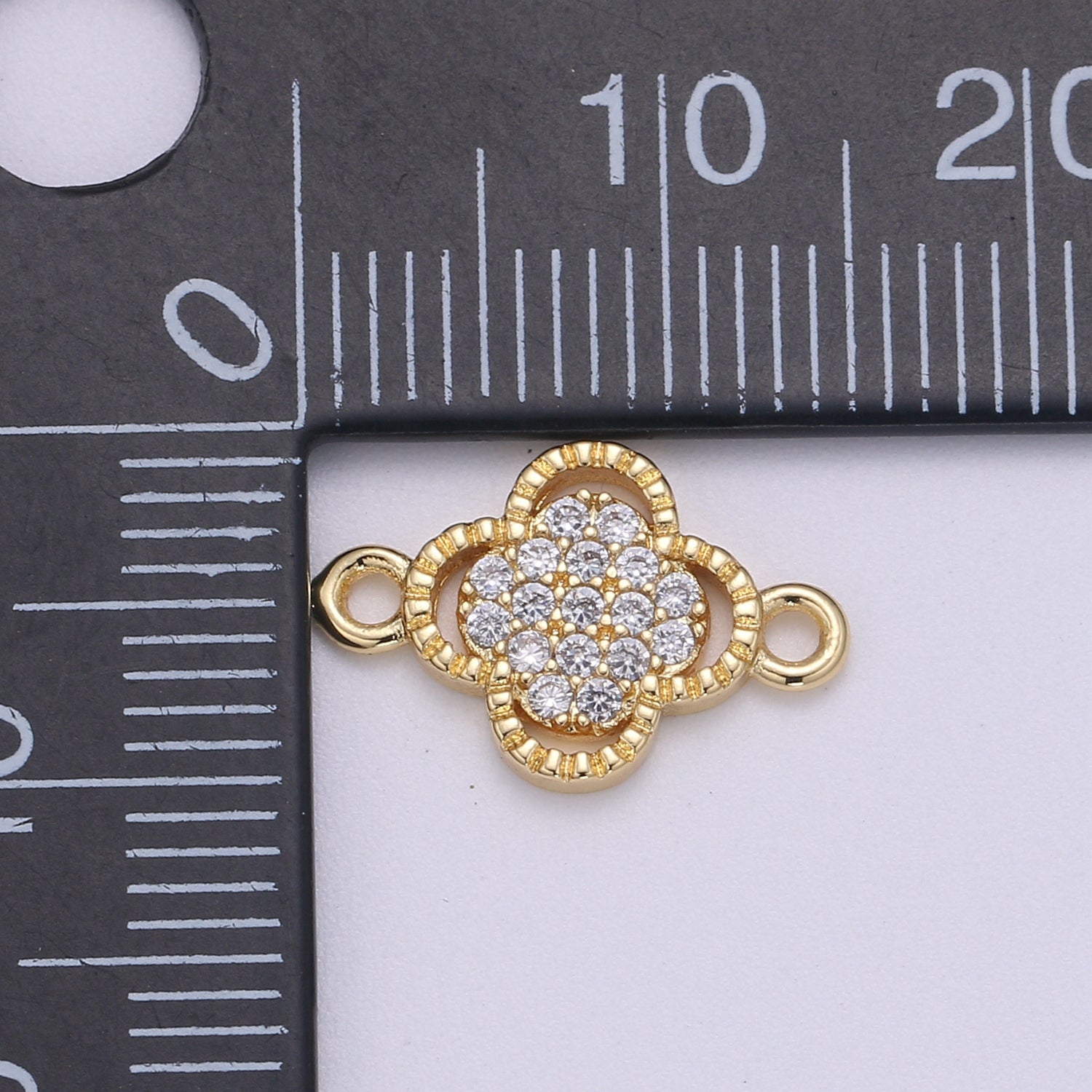 14K Gold filled Clover Connectors, Lucky Charm Connector Cubic Clover Jewelry Craft Supply Link Connector Shamrock Bracelet Necklace F-603