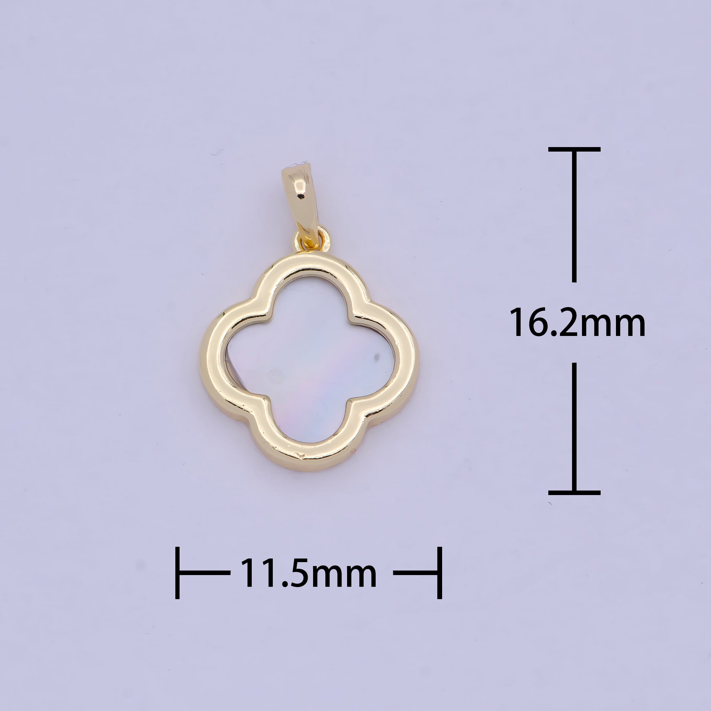 Mini 14K Gold Filled Pearl Shell Quatrefoil Clover Pendant | X350 - DLUXCA