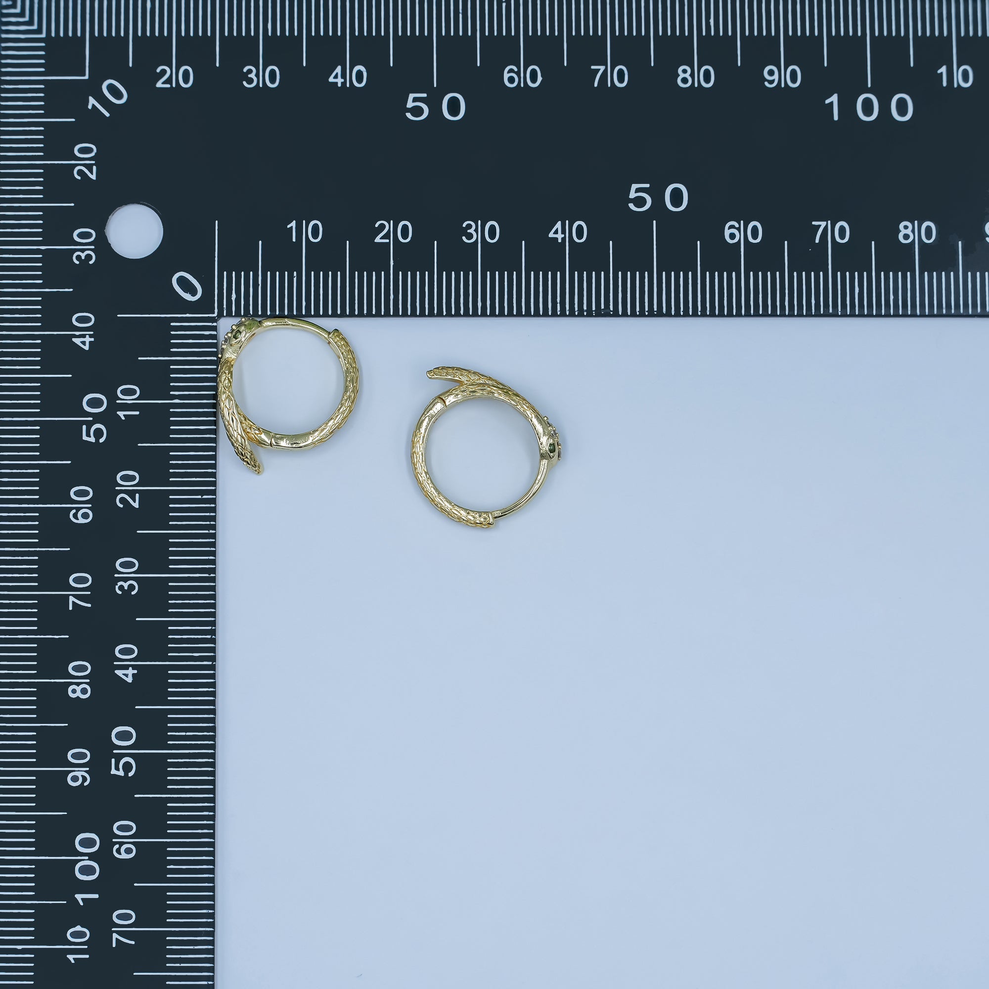 24K Gold Filled CZ Scaled Snake Circular Huggie Hoop Earrings | AB745