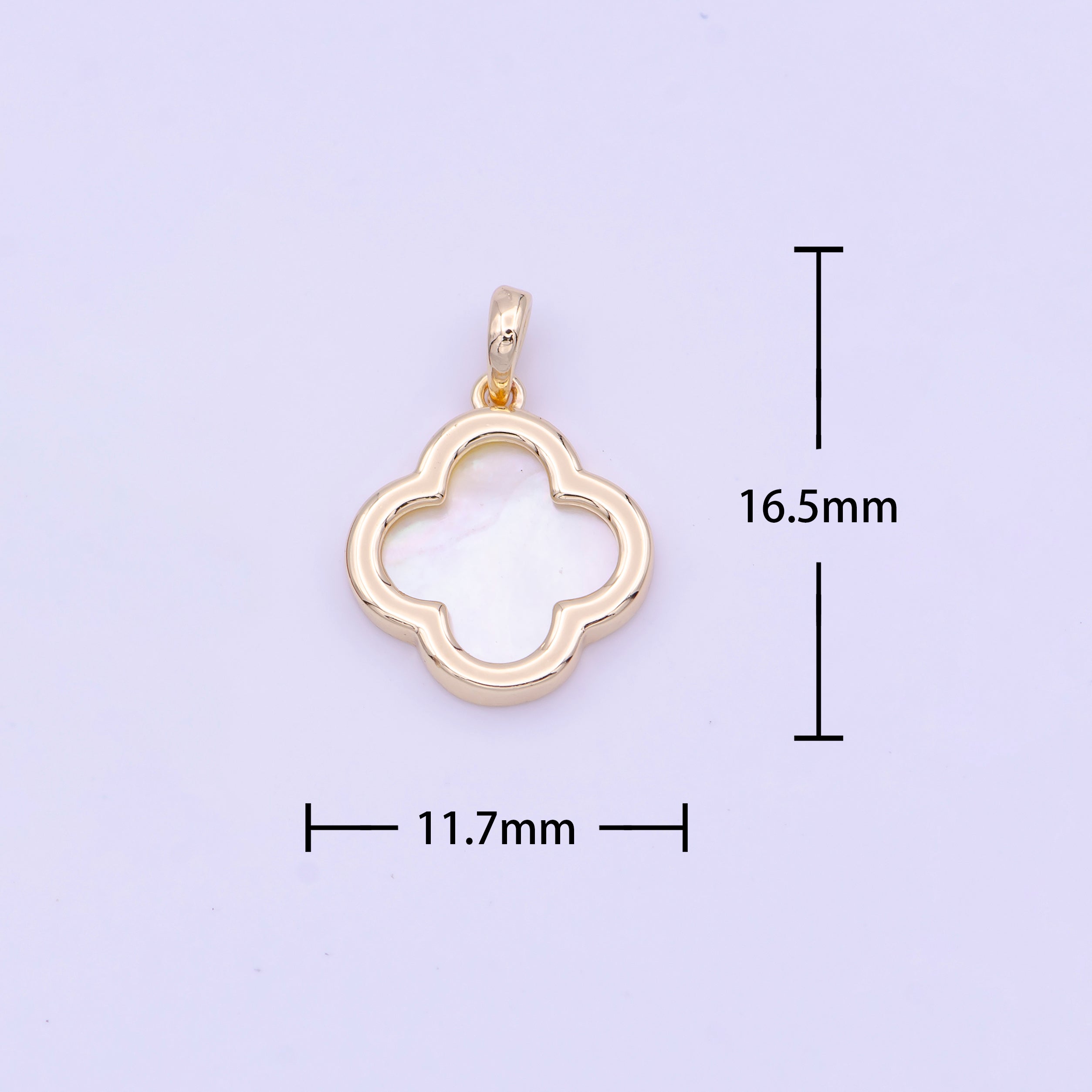 Shell Pearl Quatrefoil Clover Gold Pendant in Gold & Silver H-220 H-275