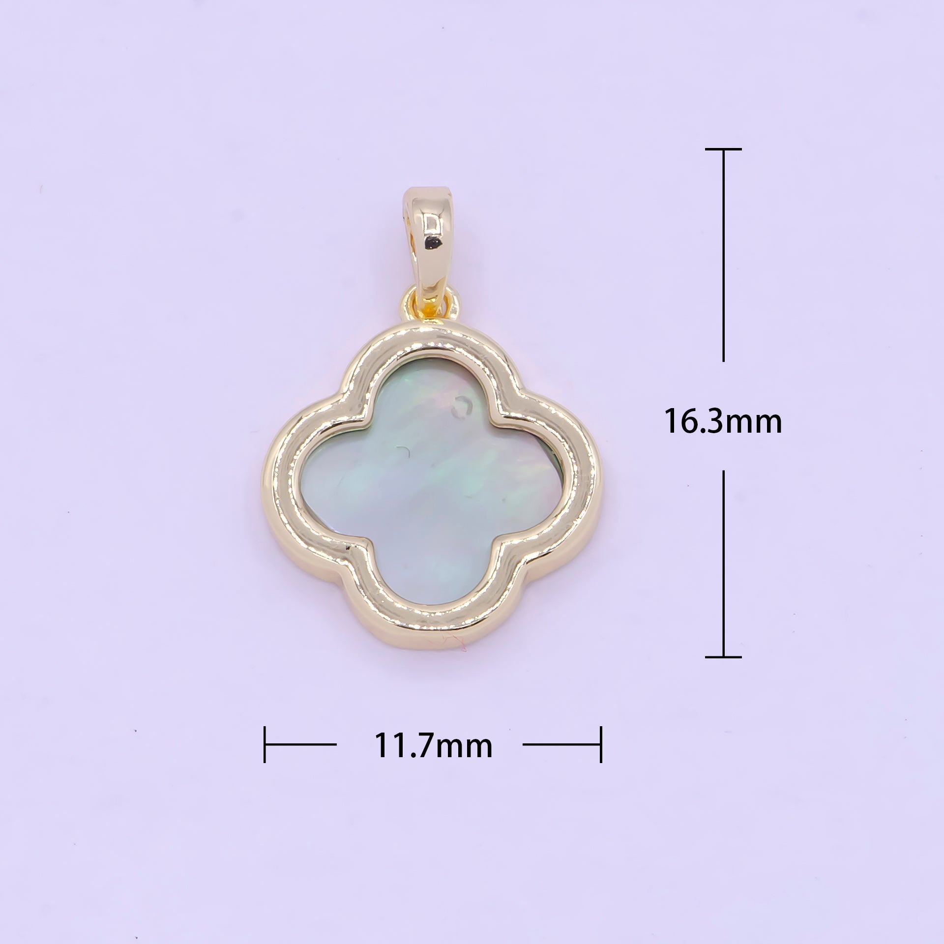 Dainty Abalone Clover Pendant Gold Lucky Charm X-460 - DLUXCA