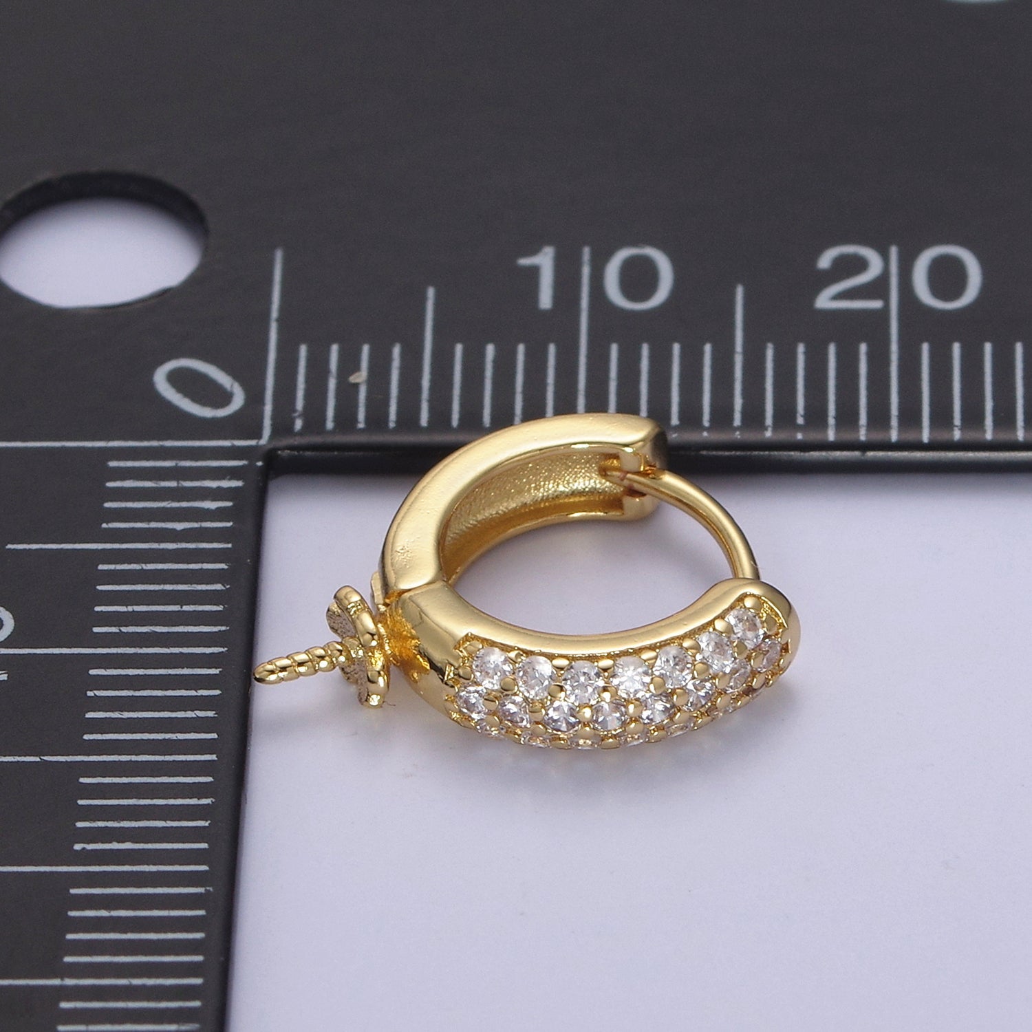One Pair Gold Hoop Earring Finding DIY Pearl Peg Earring Mount Half Drilled Pearl Earring Settings L-681 - DLUXCA