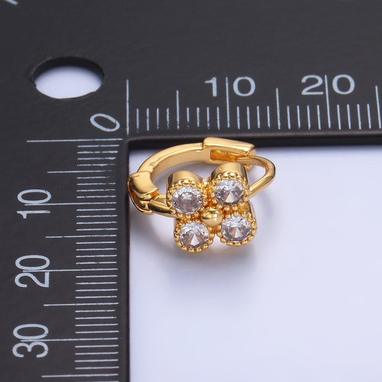 Mini Cubic Flower CZ Huggie Earring | AB-702