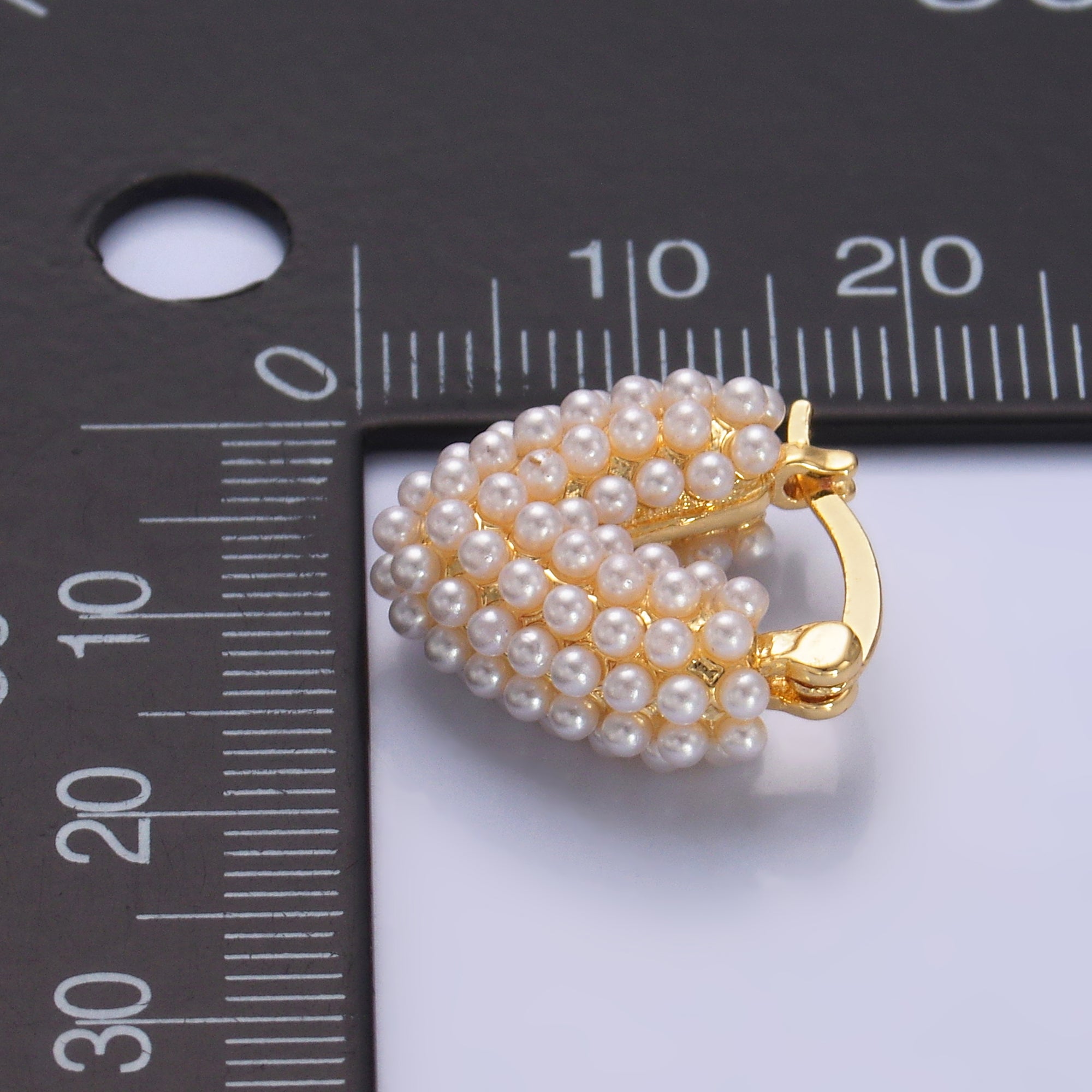 24K Gold Filled Shell Pearl Dotted Heart V-Shaped Latch Hoop in Gold & Silver | AB694 AB695