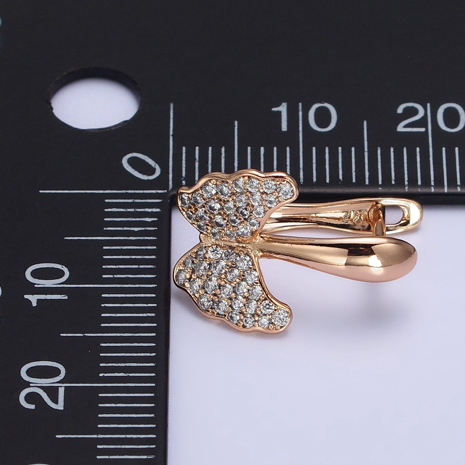Dainty Butterfly Gold Filled Earring Huggie with Micro Pave Cz Stone AB1056 - DLUXCA