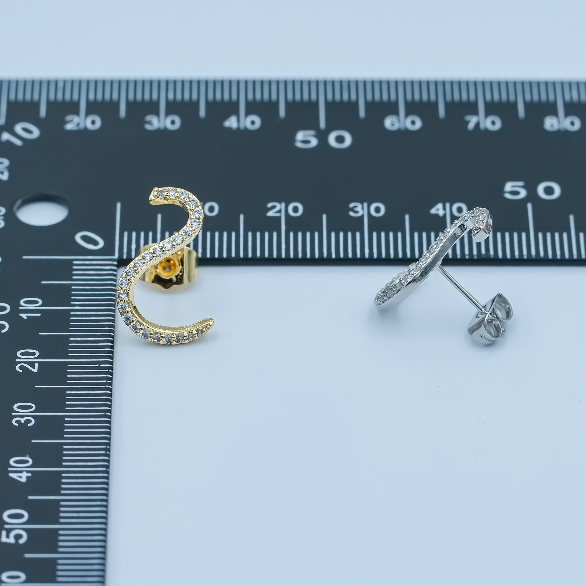 24K Gold Filled Micro Paved CZ Cartilage Stud Earrings Set in Gold & Silver | AE836 AE838