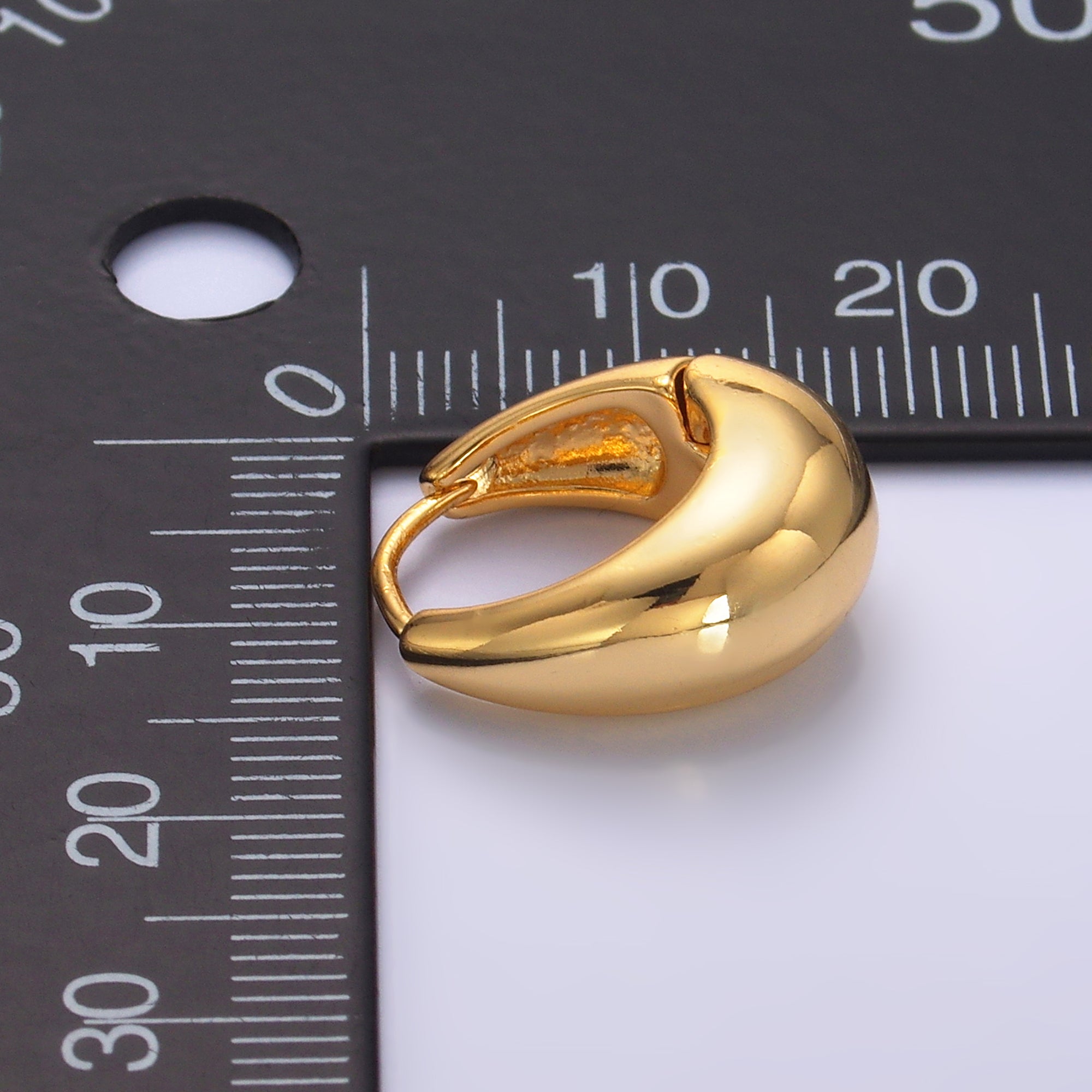 24K Gold Filled 15mm Simple Minimalist Dome Hoop Earrings | AB701
