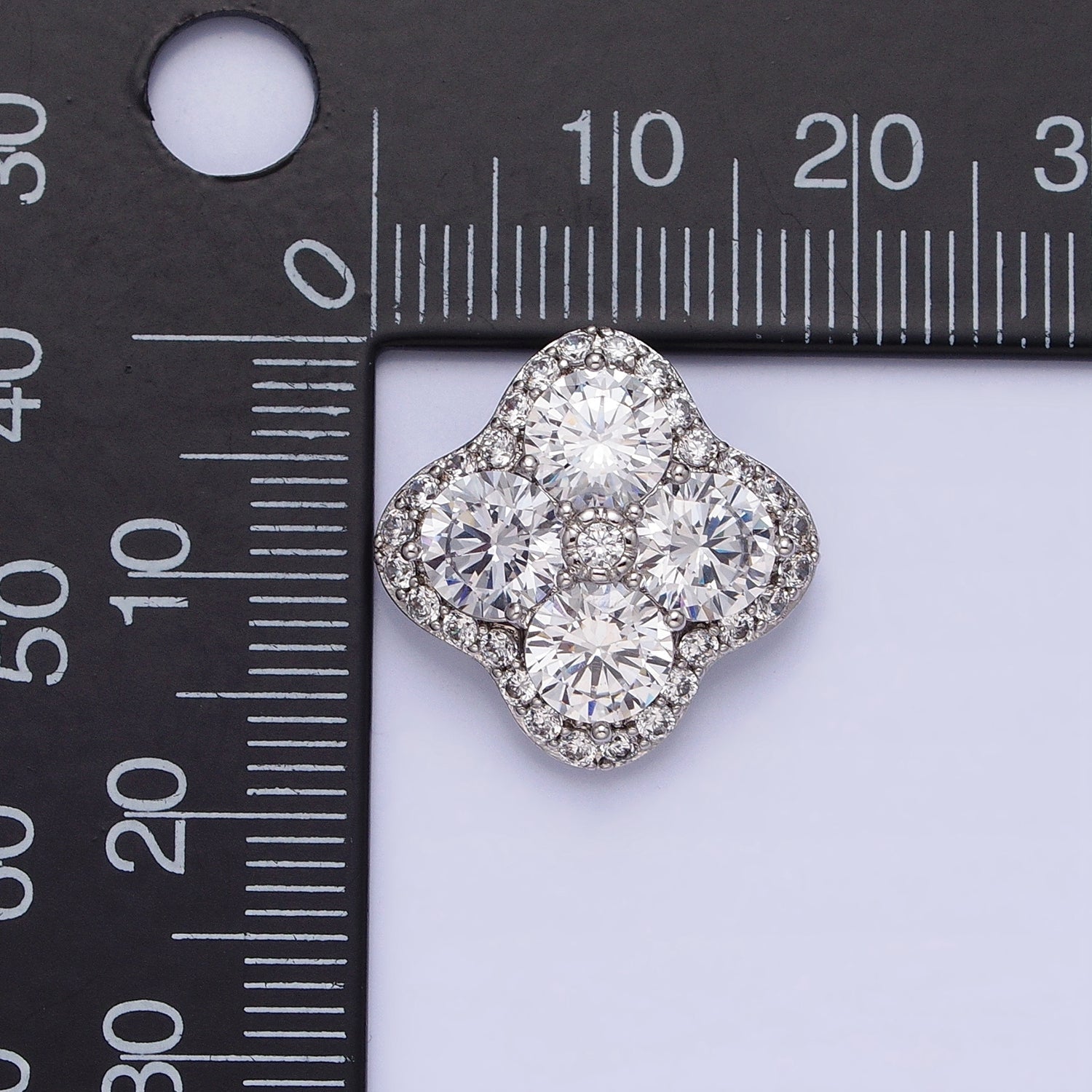 Mini Clover Charm Micro Pave Silver Four Leaf Pendant Minimalist Jewelry AA250 - DLUXCA