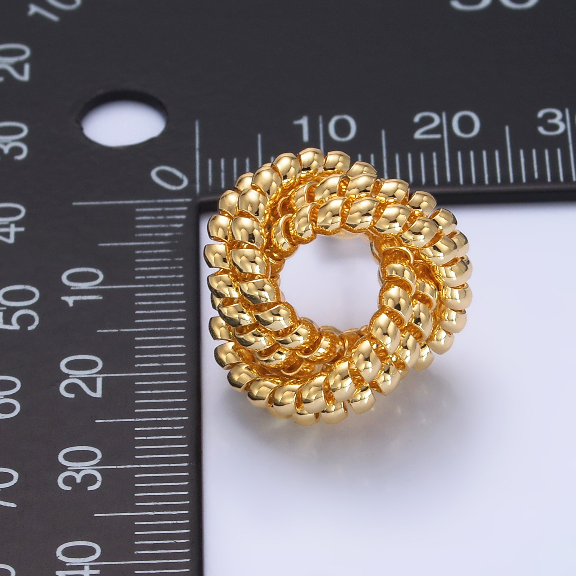 24K Gold Filled 20mm Croissant Coil Geometric Knot Stud Earrings | AB705