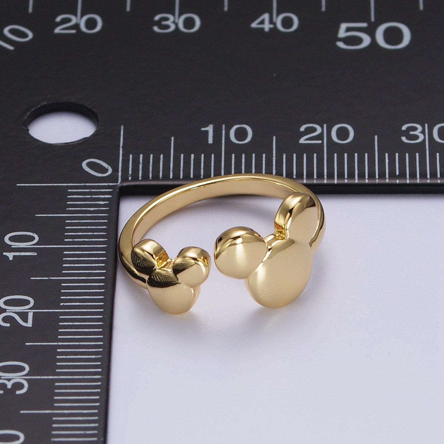 Double Cute Mouse Open Adjustable Gold Minimalist Ring | Y476 - DLUXCA