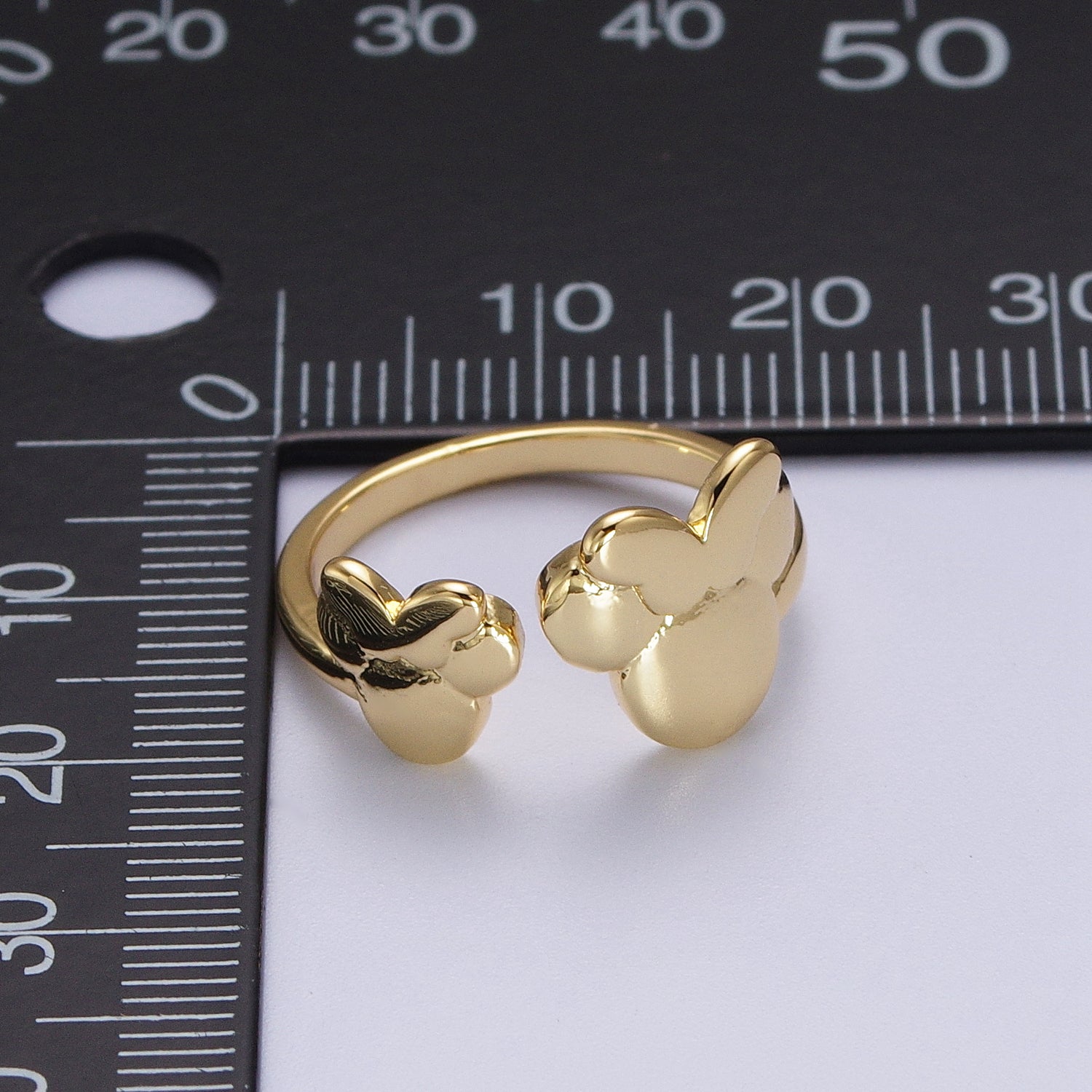 Double Bowed Mouse Open Adjustable Gold Minimalist Ring | Y477 - DLUXCA