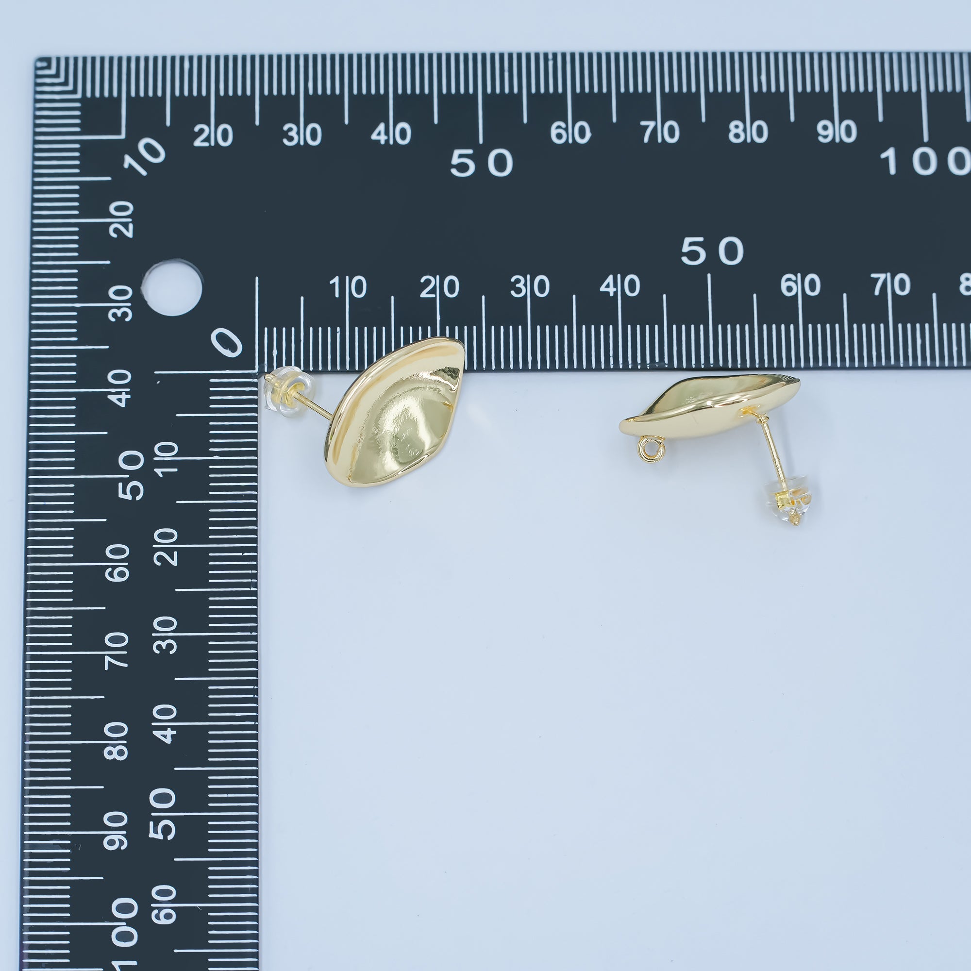 24K Gold Filled Hammered Oval Drop Stud Earring Findings | Z1128