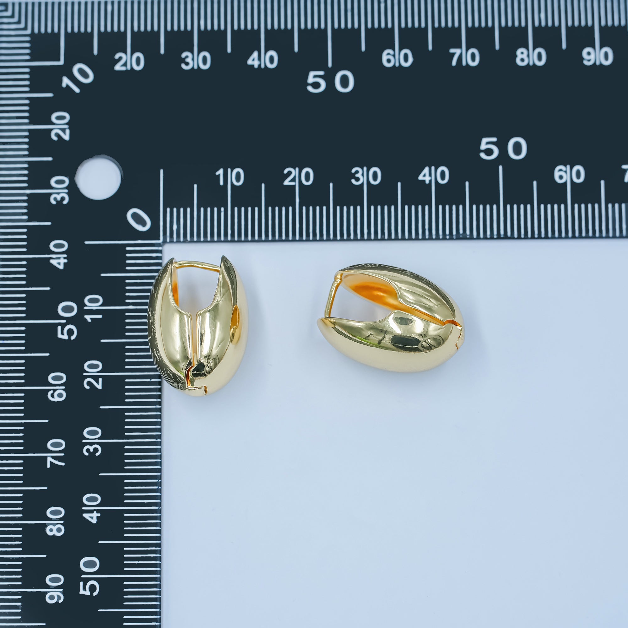 24K Gold Filled Minimalist Oblong Dome Hoop Earrings | AD1202