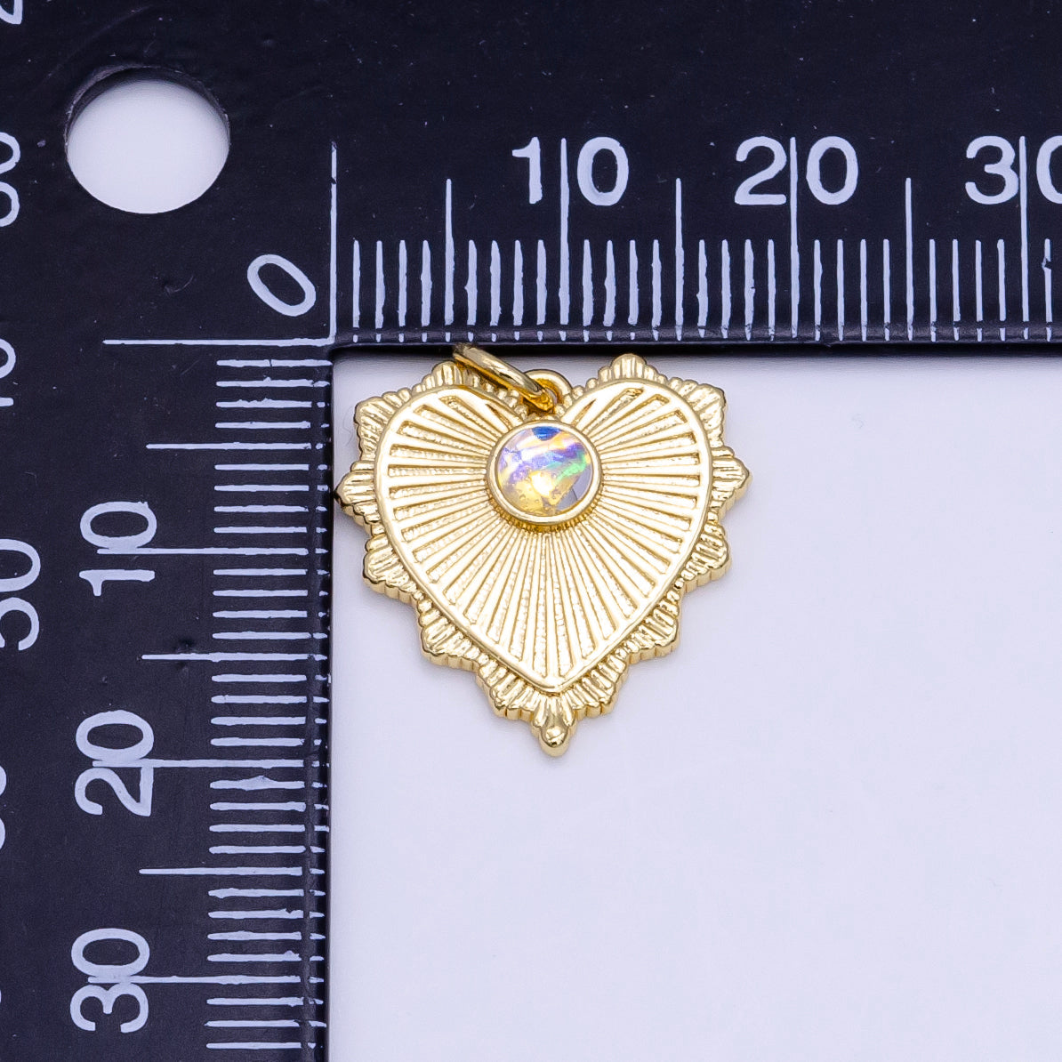 Dainty Radiant Heart with Opal Stone for Minimalist Jewelry E-773