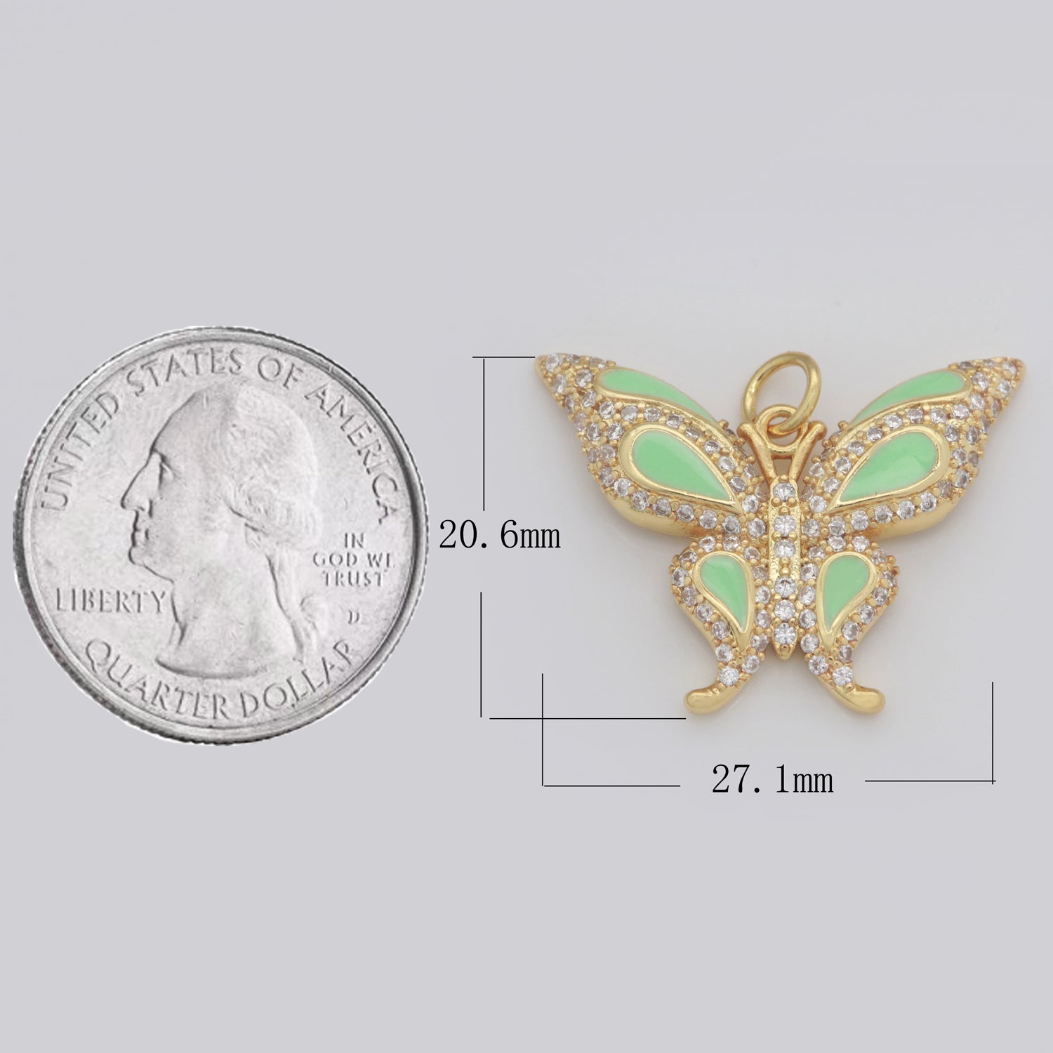14K Gold Filled Mariposa Butterfly Charm Enamel Butterfly Pendant Cubic Zirconia Pendant for Necklace Component Monarch Insect Inspired M-613 - M-616