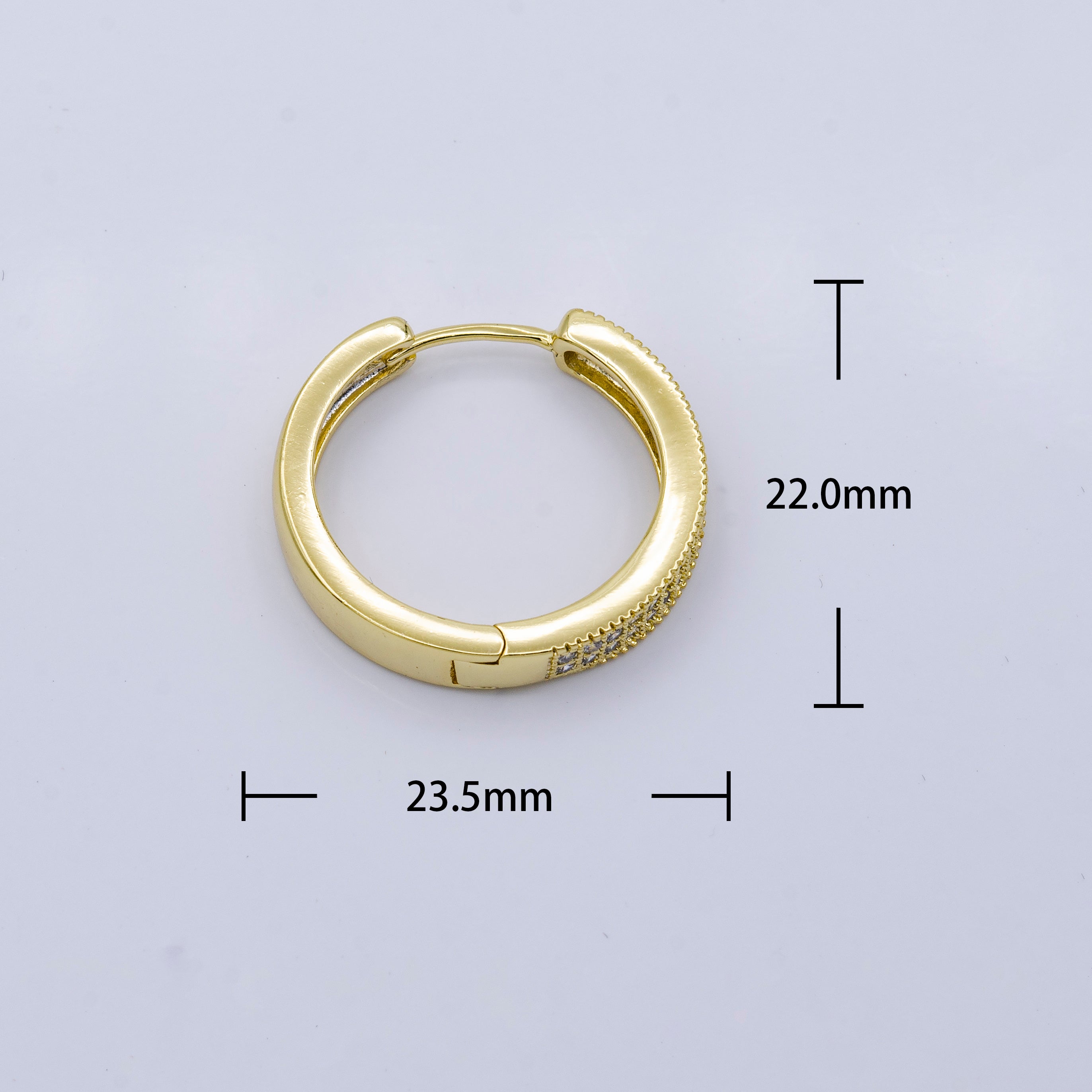 24K Gold Filled 22mm Double Micro Paved Endless Hoop Earrings | AB1019 - DLUXCA