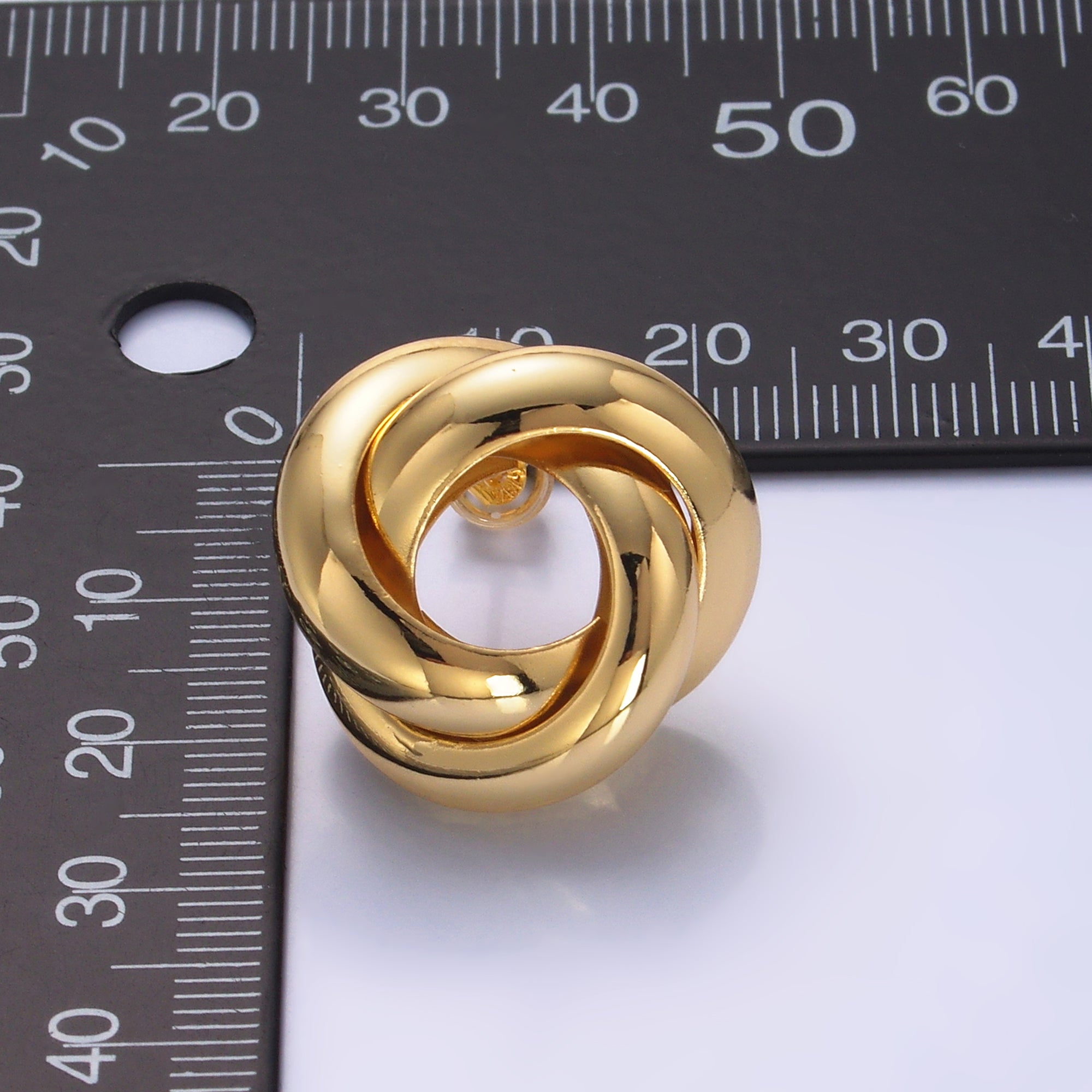 24K Gold Filled Geometric Circular Knot Stud Earrings in Gold & Silver | AB699 AB700